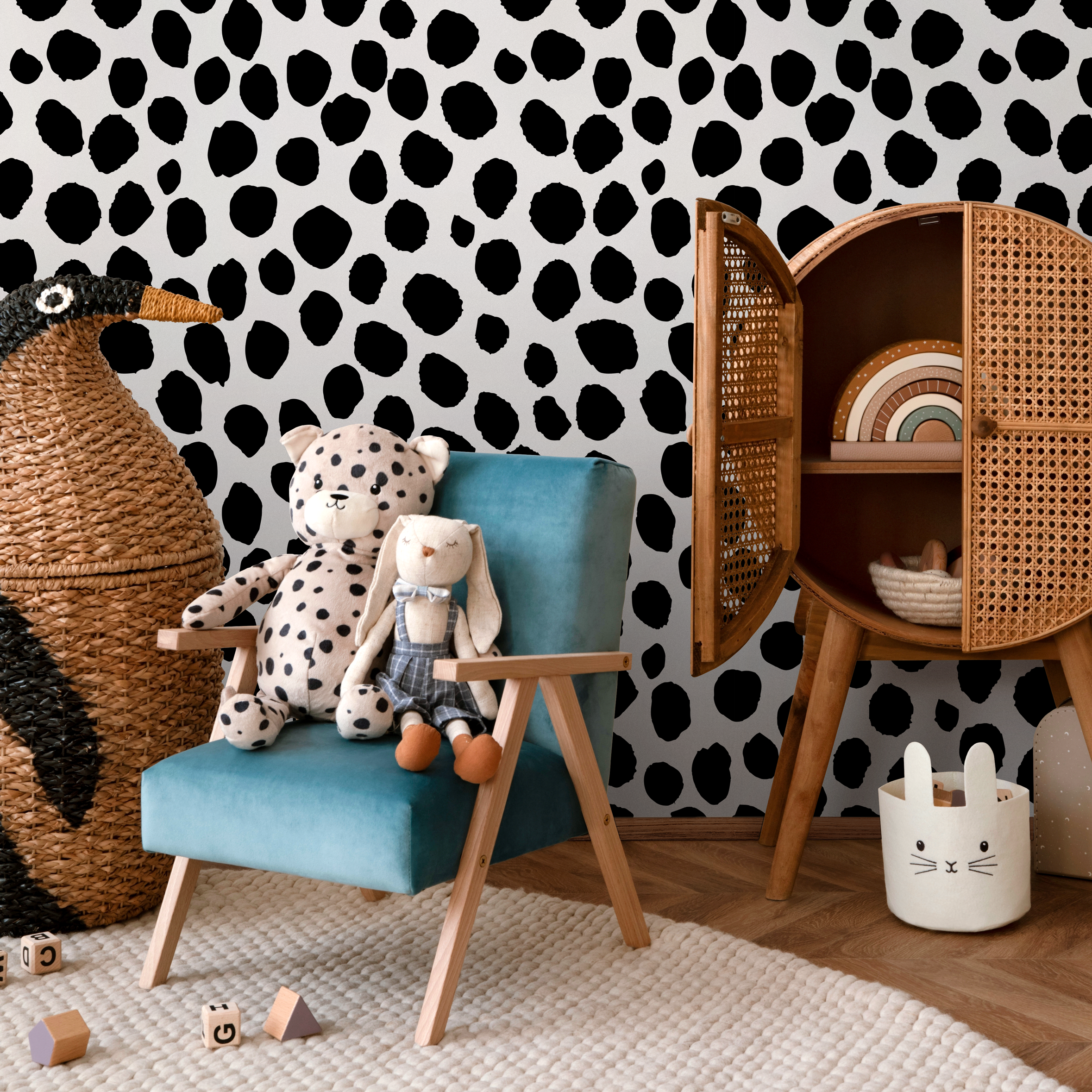 Abstract Wallpaper With An Irregular Dot Motif In Black And White - A326