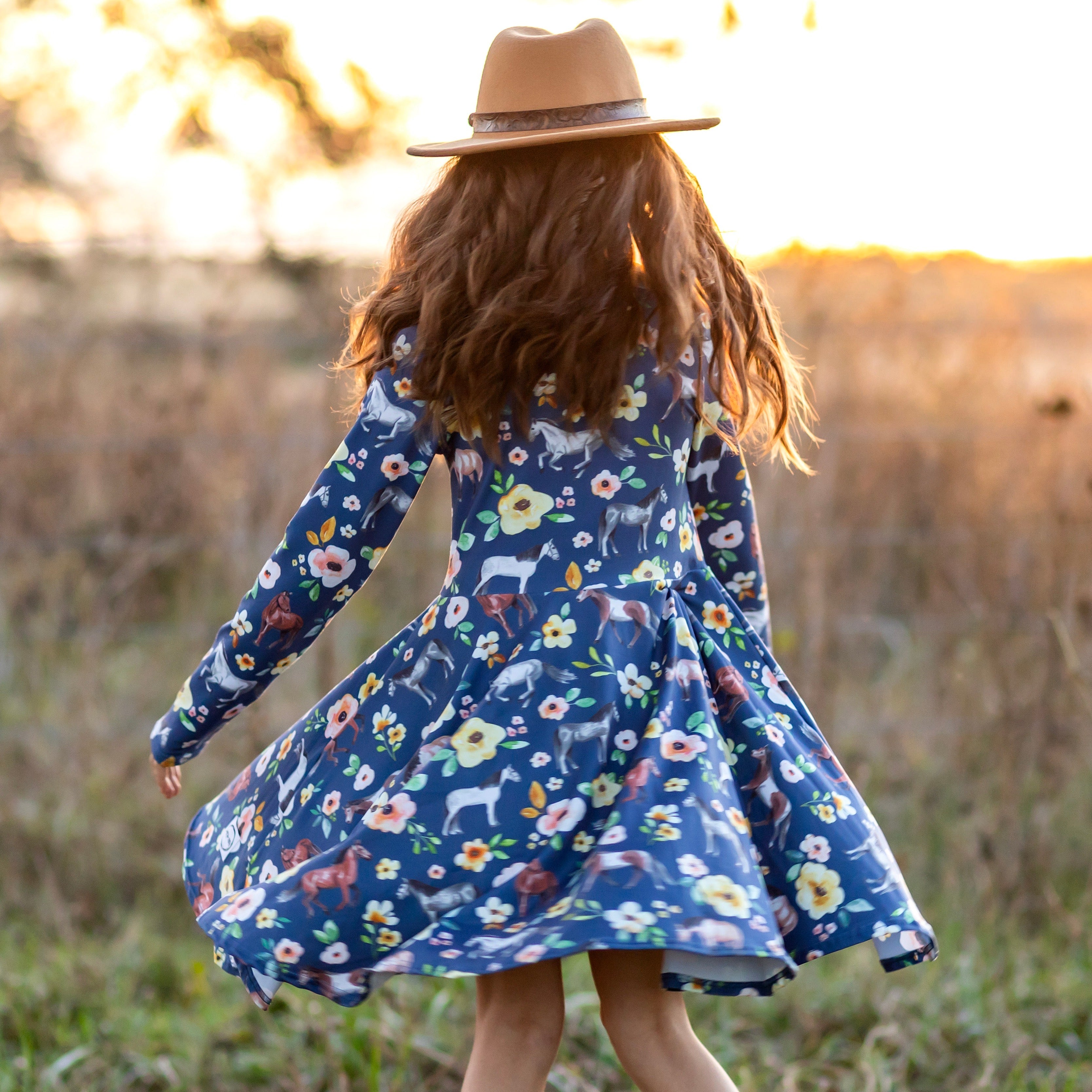 Horse Floral Twirl Dress