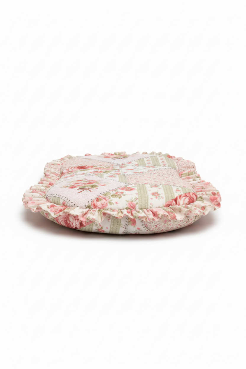 Pink Floral Patch Ruffle Baby Lounger Cover