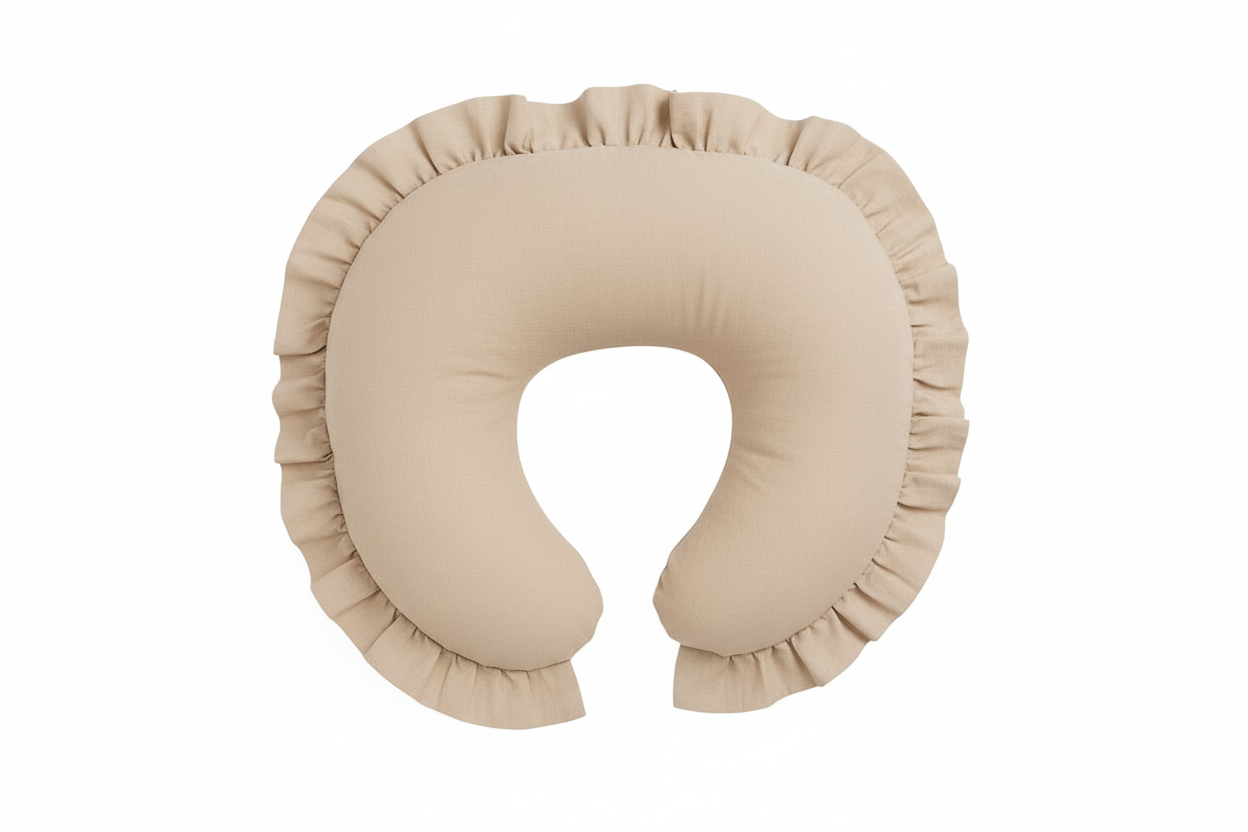 Beige Ruffle Nursing Pillow Cover