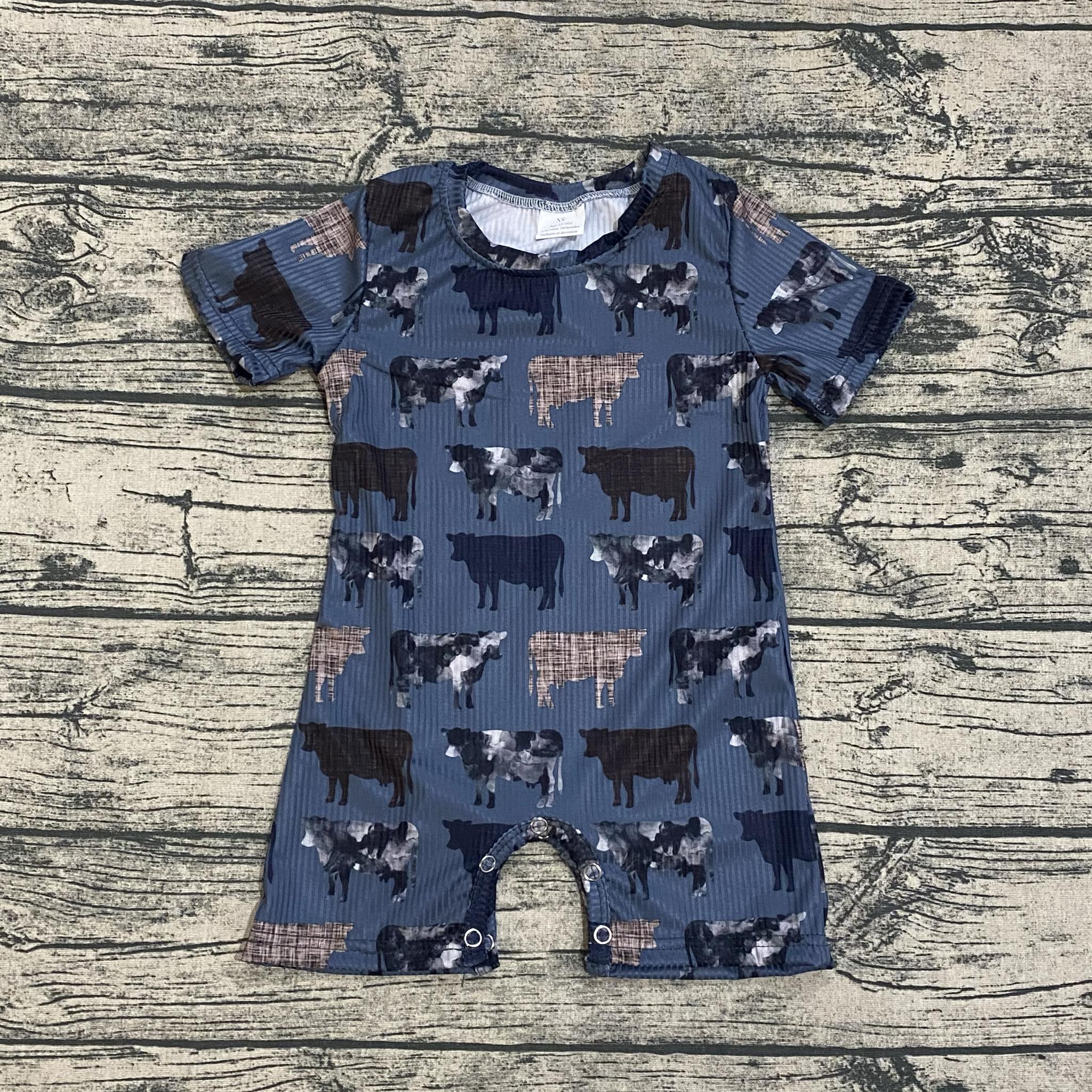 Cattle Ribbed Material Boy Romper