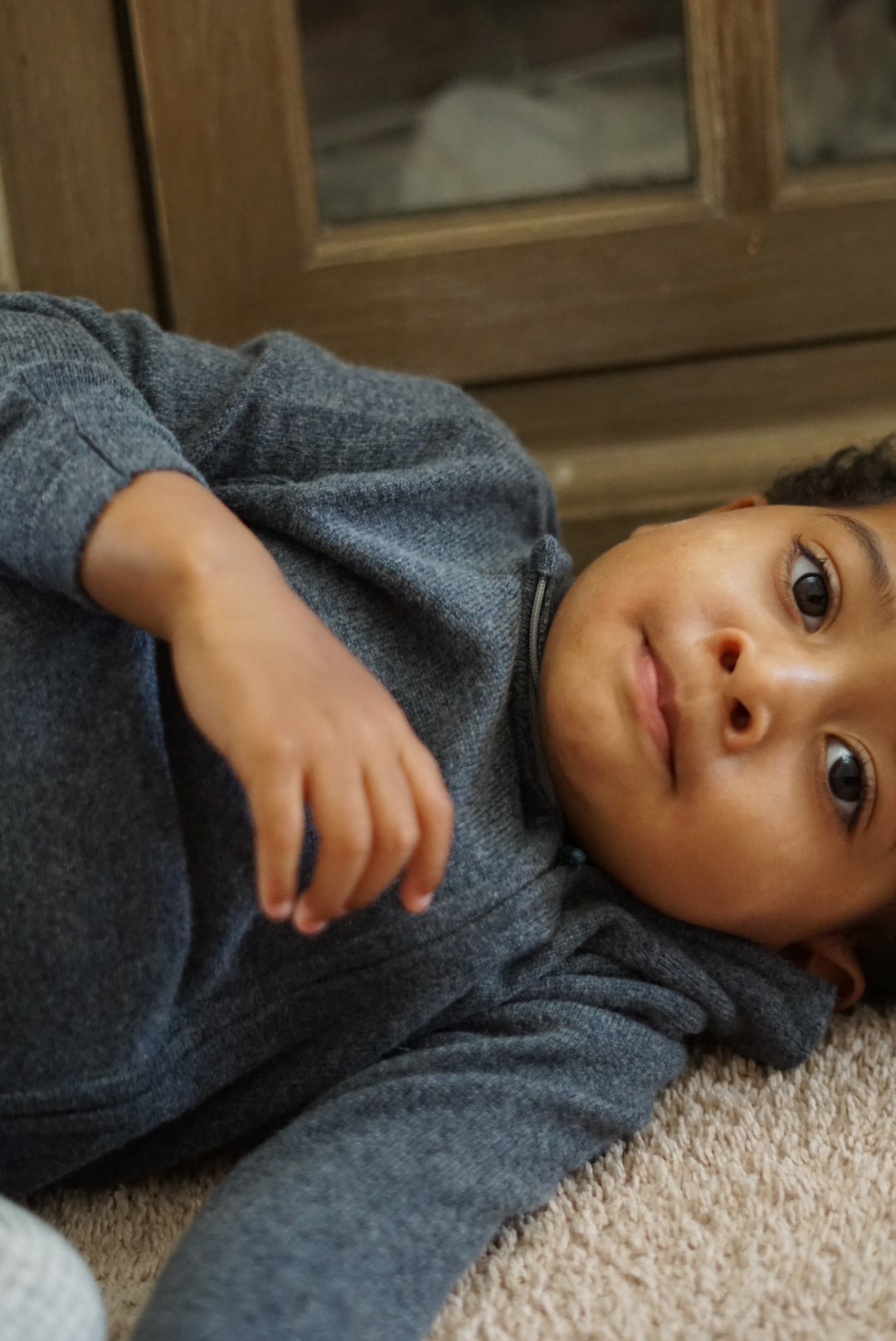 Cashmere & Merino Wool Zip Knit Cardigan | Dark Gray Melange