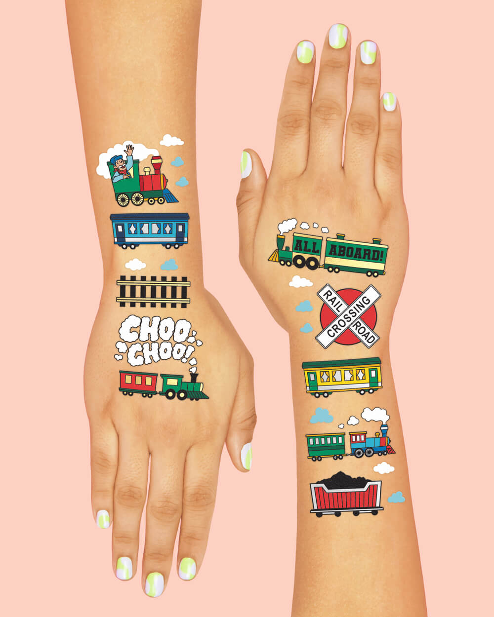 Train 🚂 Tats - 48 Foil Temporary Tattoos