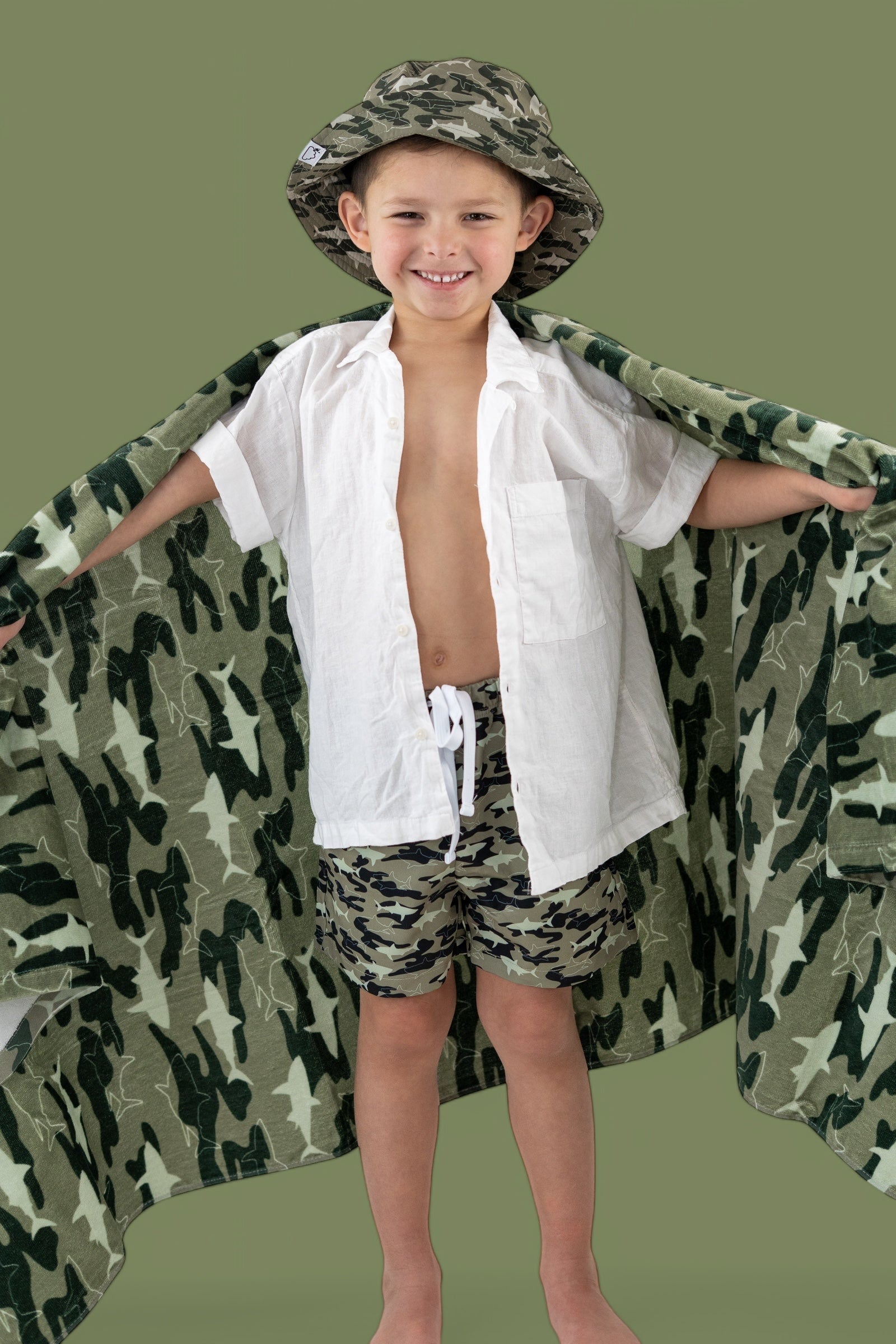 Camo Shark Boy's Dream Swim Trunks
