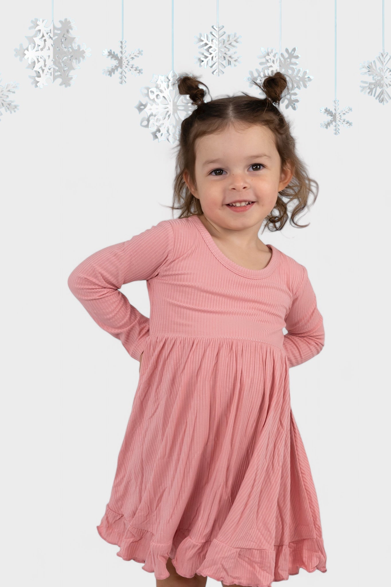 Mauve Rib Dream Ruffle Dress