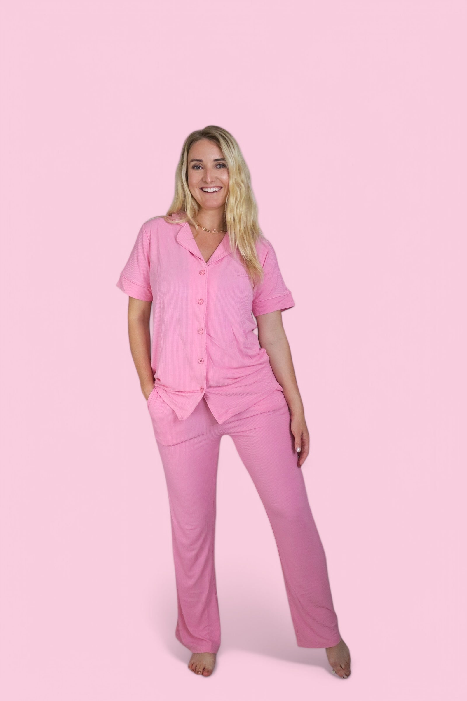 Bella Pink Rib Women's Dream Flare Set