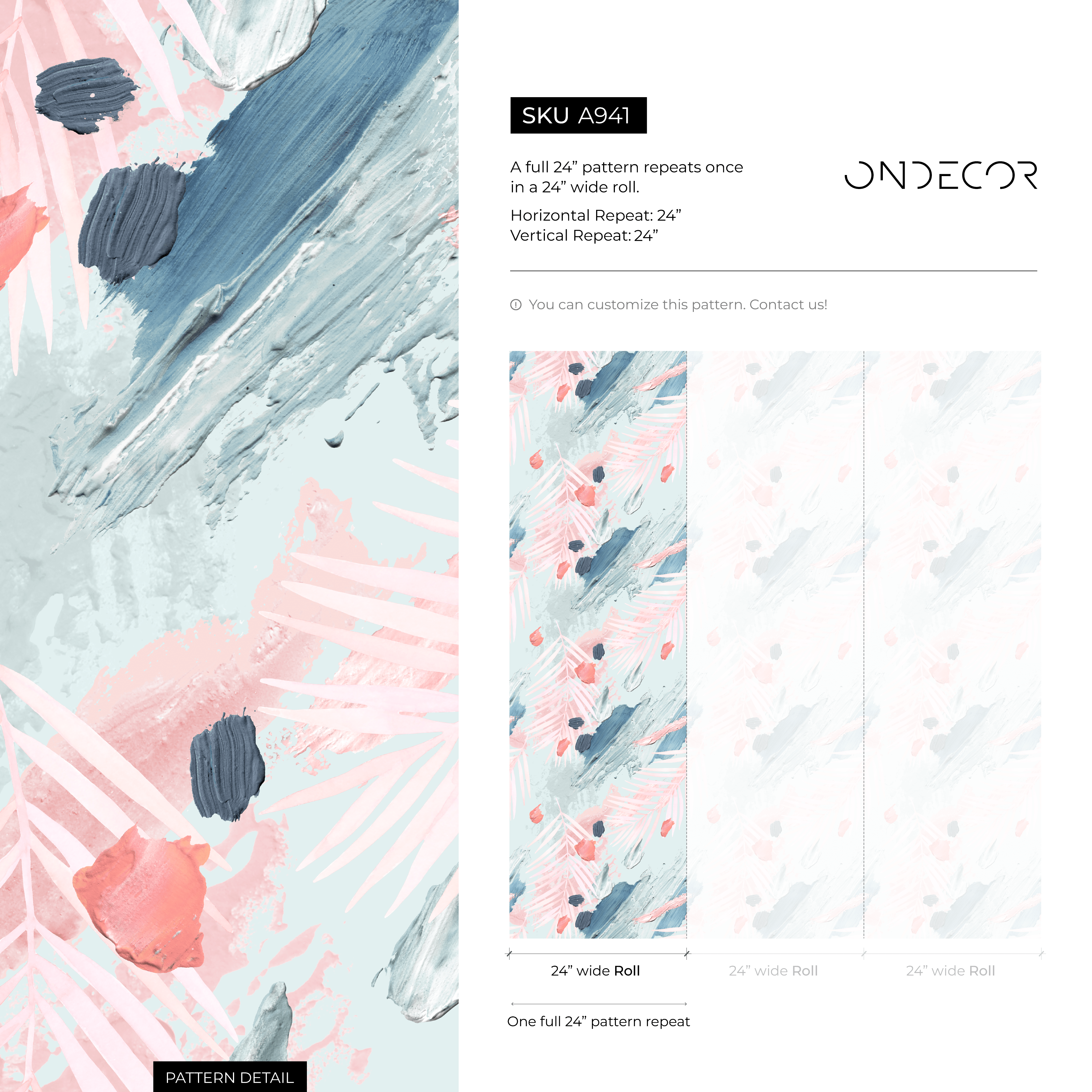 Abstract Wallpaper With Painterly Brushstrokes In Pink, Blue, And Grey - A941