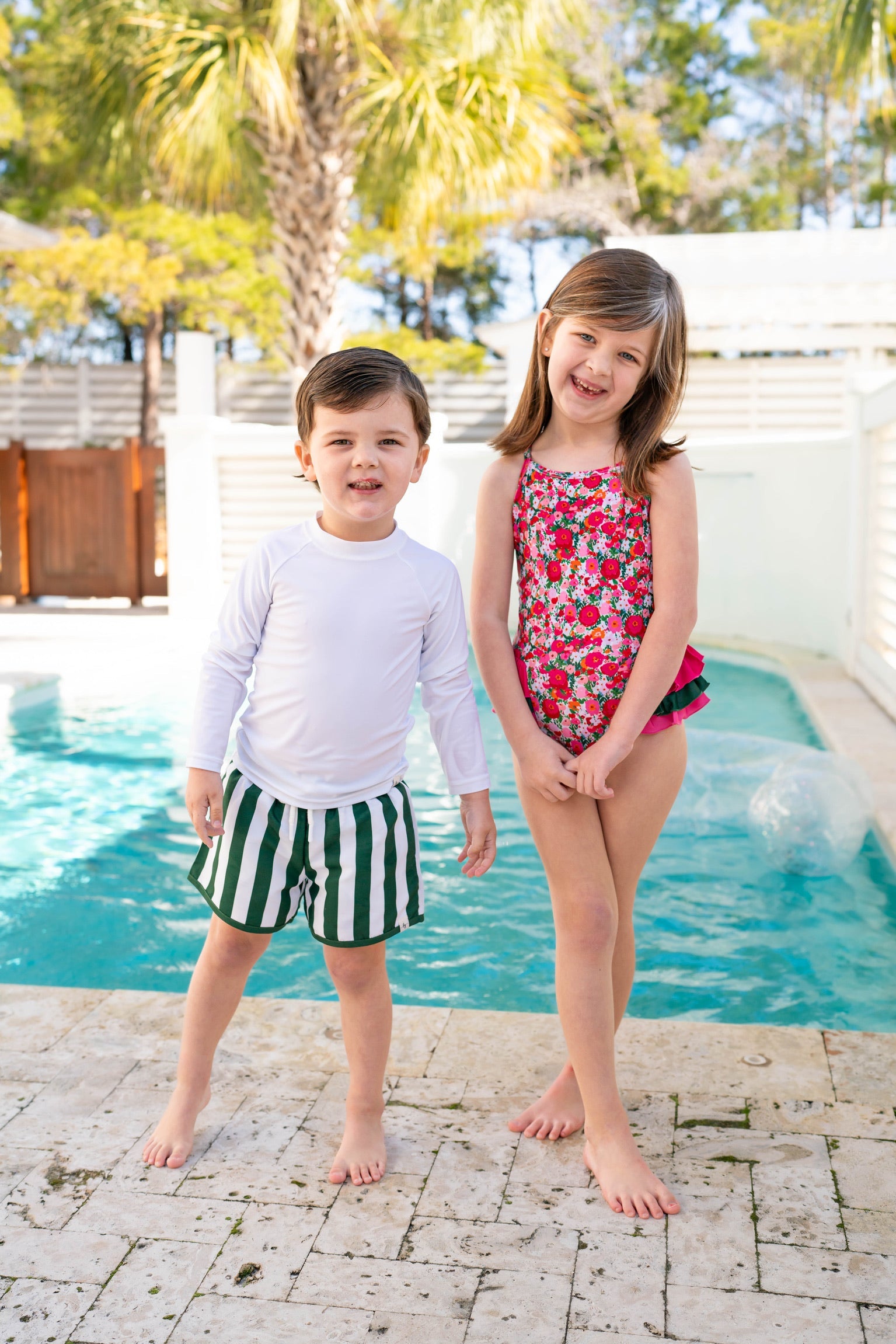 Green Stripe Swim Shorts