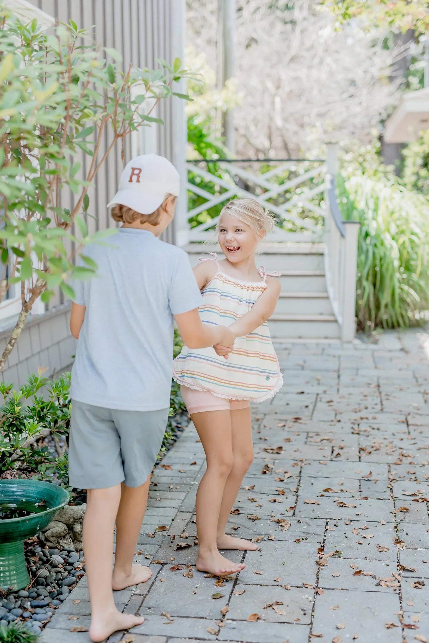 Girls Coastal Stripe Tank Top Set