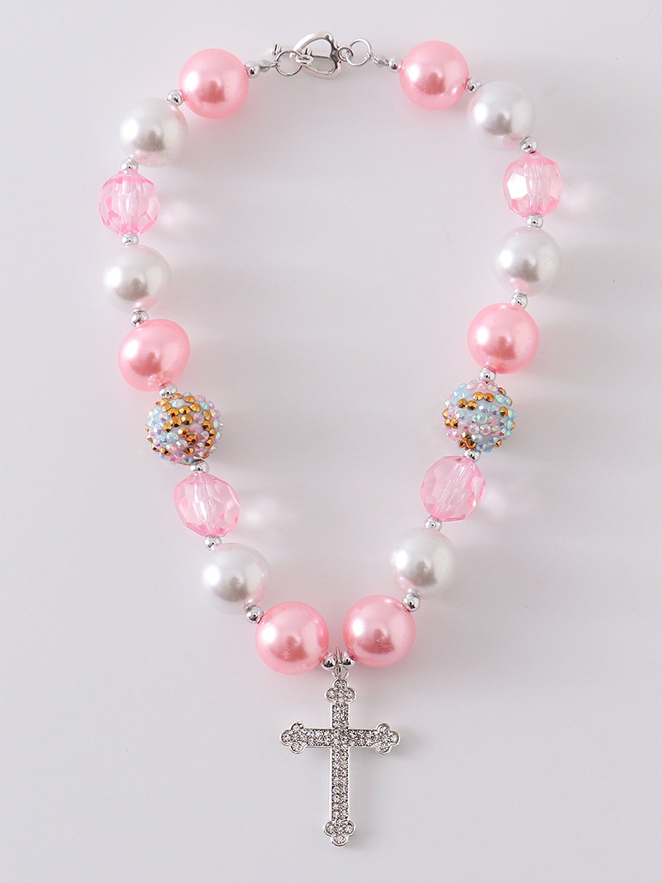 Pink Cross Bubblegum Necklace
