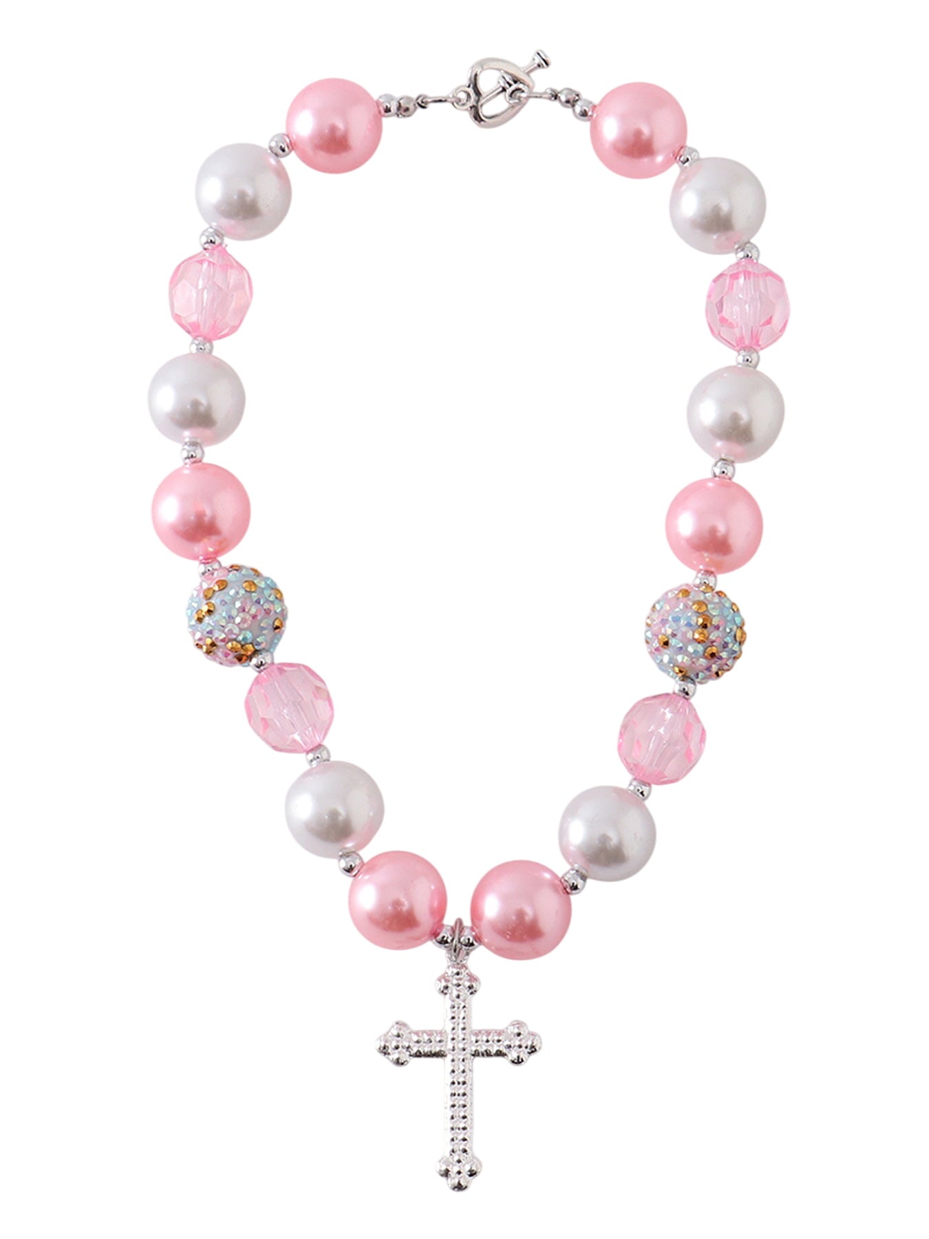 Pink Cross Bubblegum Necklace