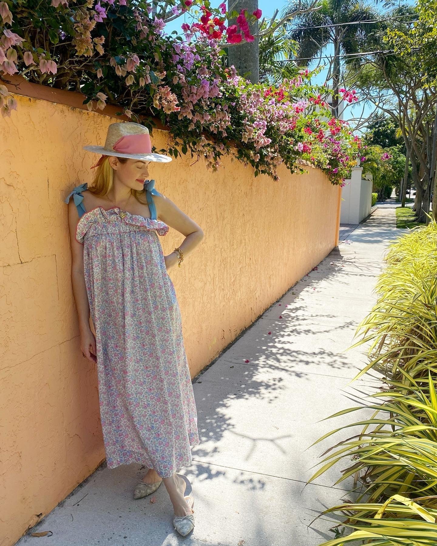 Zinnia Sun Hat - Long & Thin Ivory Grosgrain Ribbon