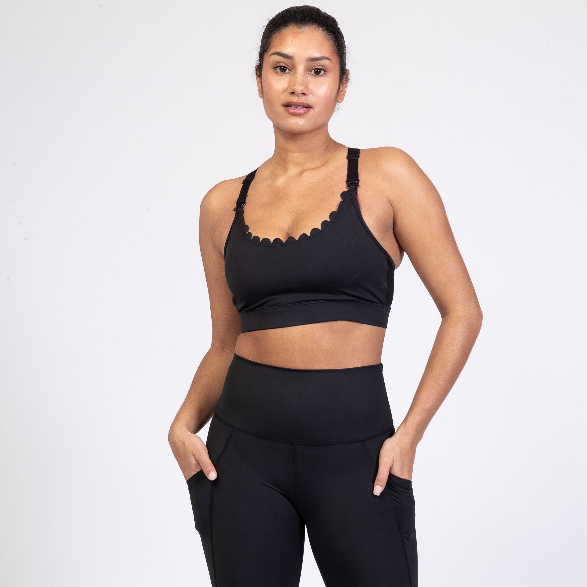 Lucie - Hiit Scalloped High Impact Nursing Sports Bra (noir)