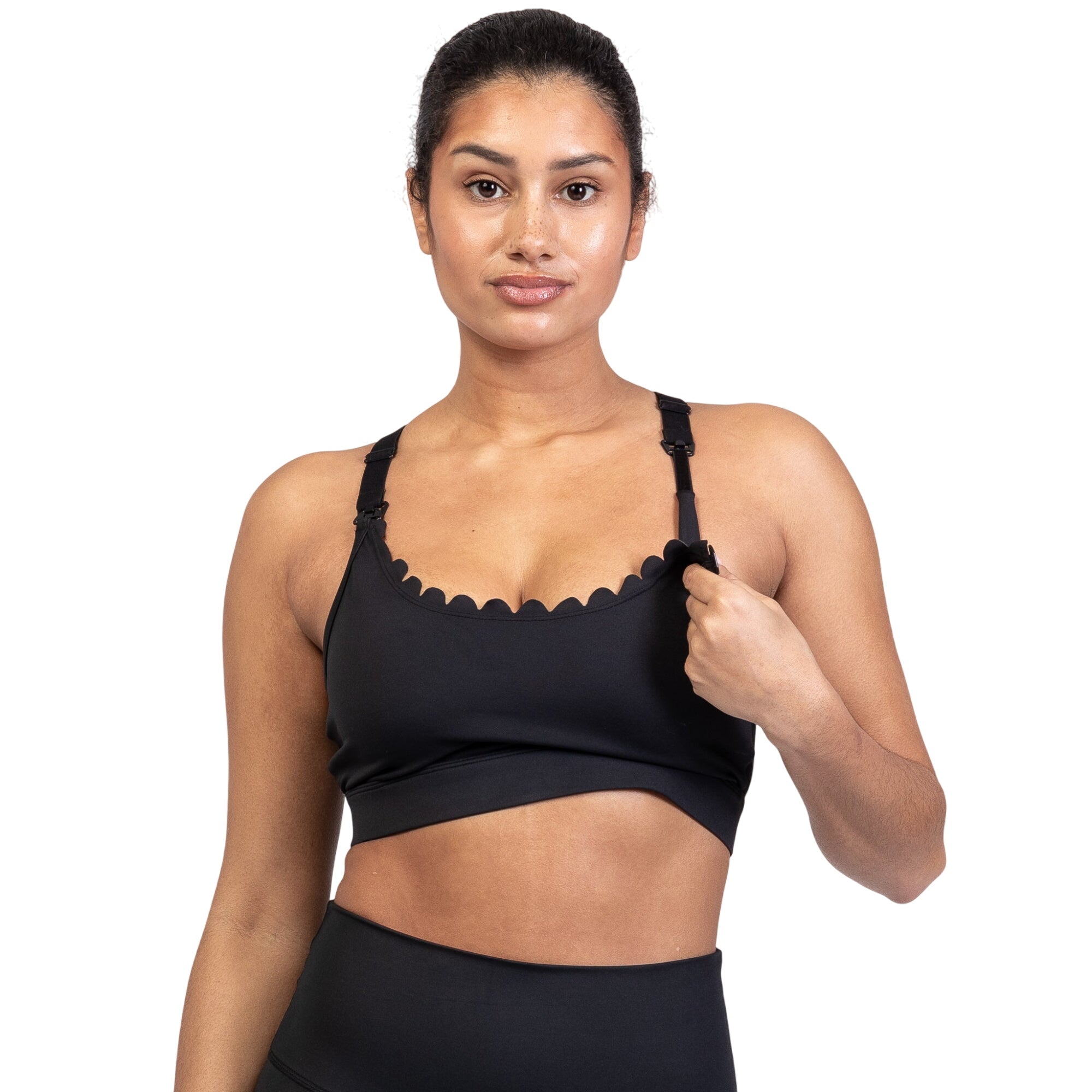 Lucie - Hiit Scalloped High Impact Nursing Sports Bra (noir)