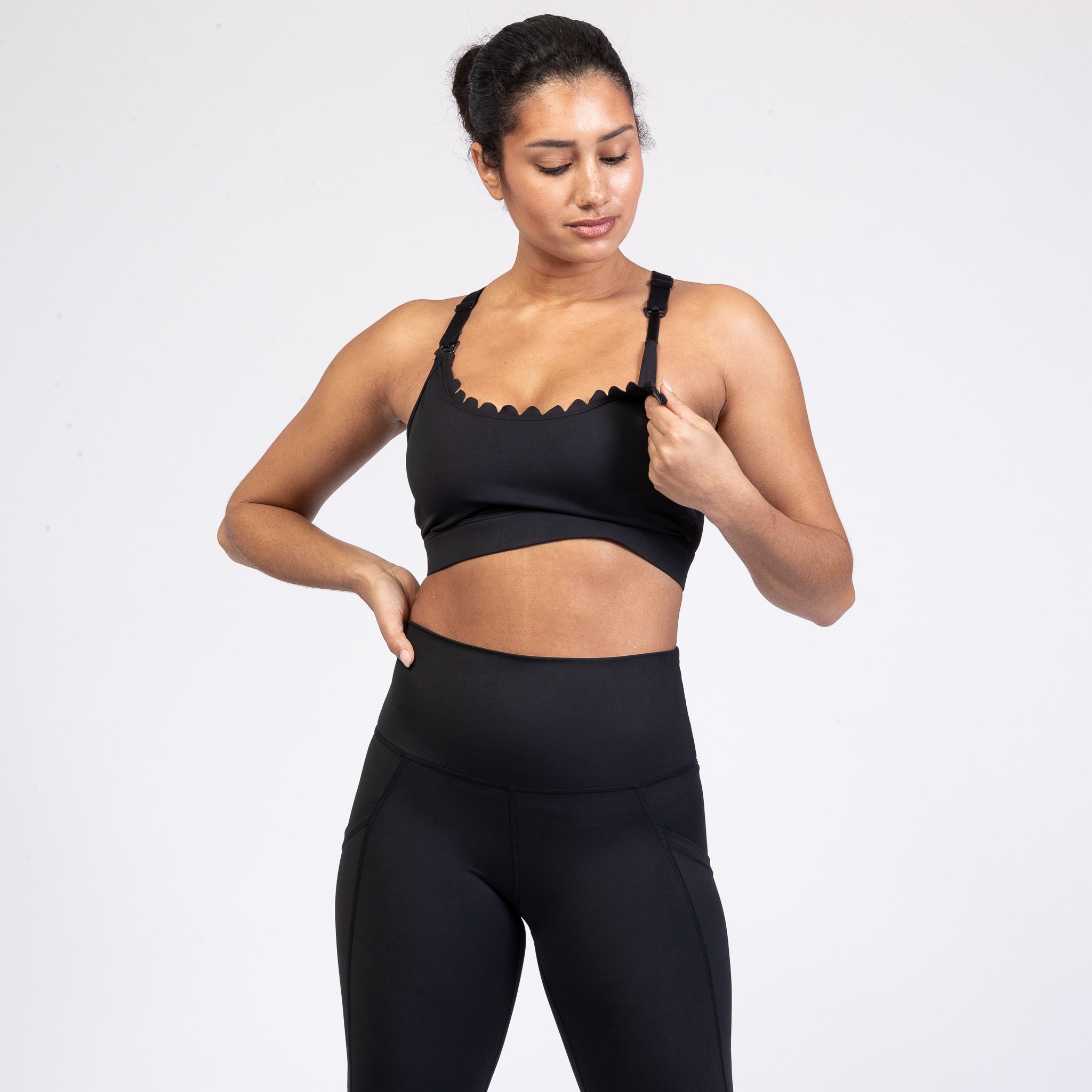 Lucie - Hiit Scalloped High Impact Nursing Sports Bra (noir)