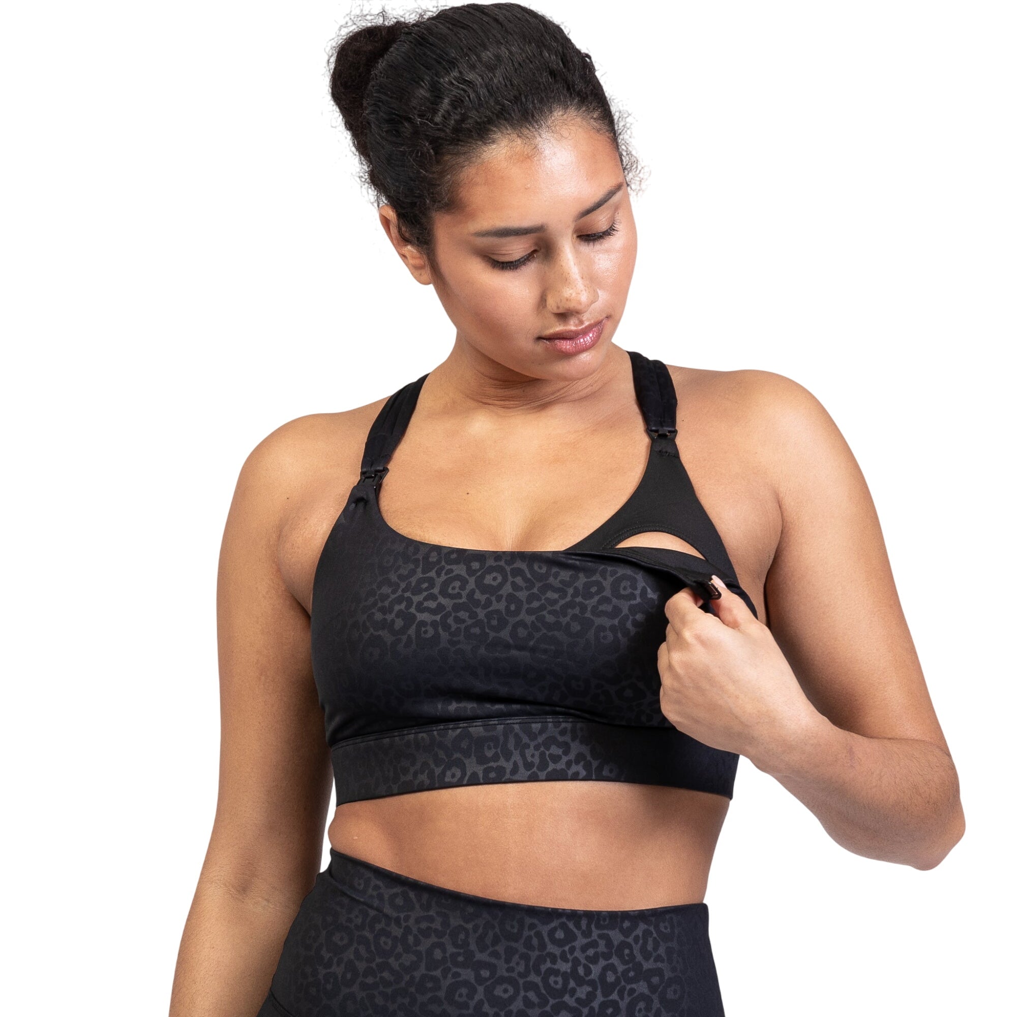 Chloé 3 Running Nursing Sports Bra (black Cheetah)
