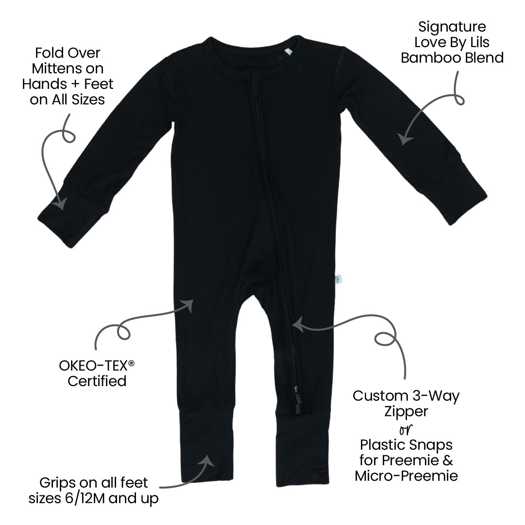 Allie Black Bamboo Convertible Footie (2t-4t)