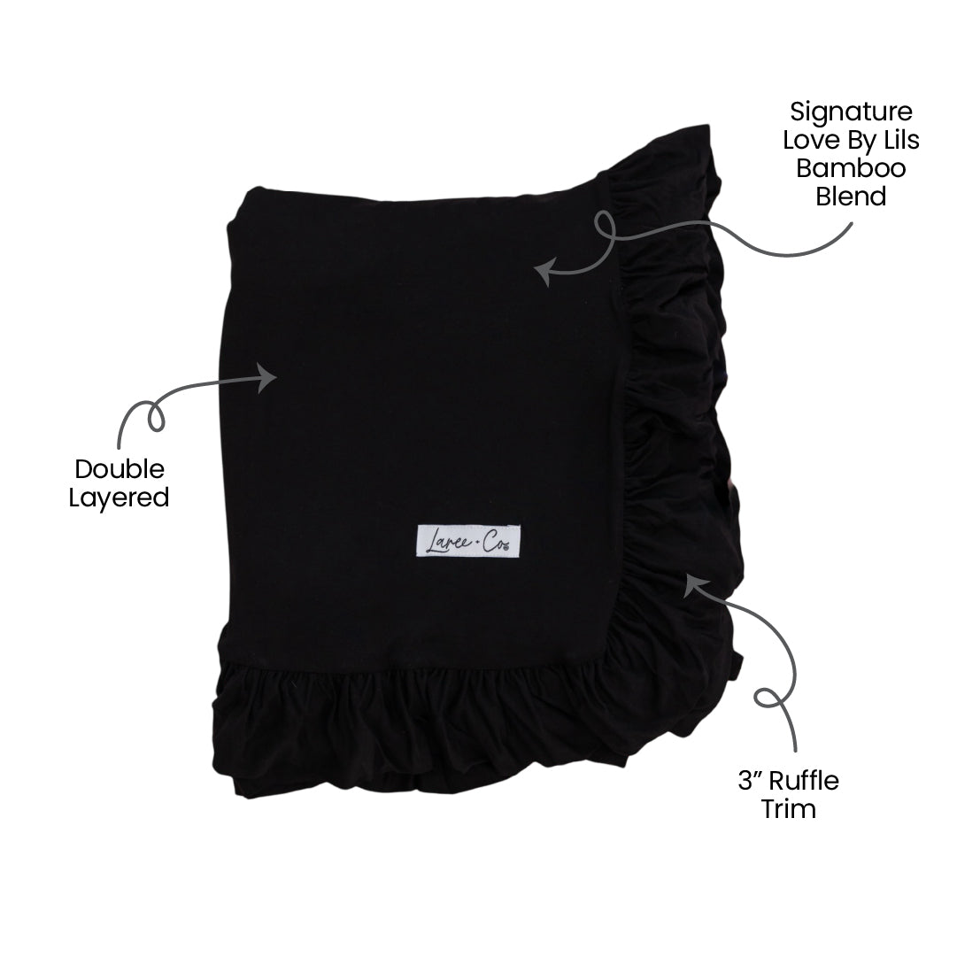 Allie Black Ruffle Toddler Blanket