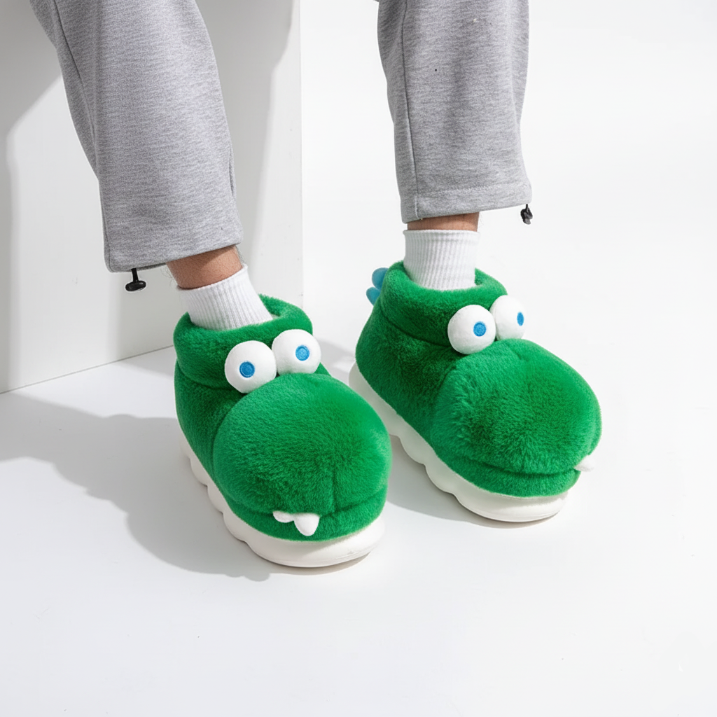 Mega Fluffy Crocodile Slippers Warm And Soft Ages 12 To Adults