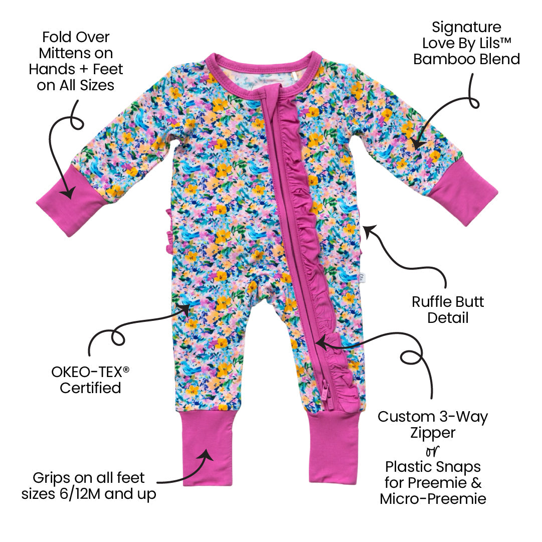 Anna Grace Bamboo Ruffle Convertible Footie