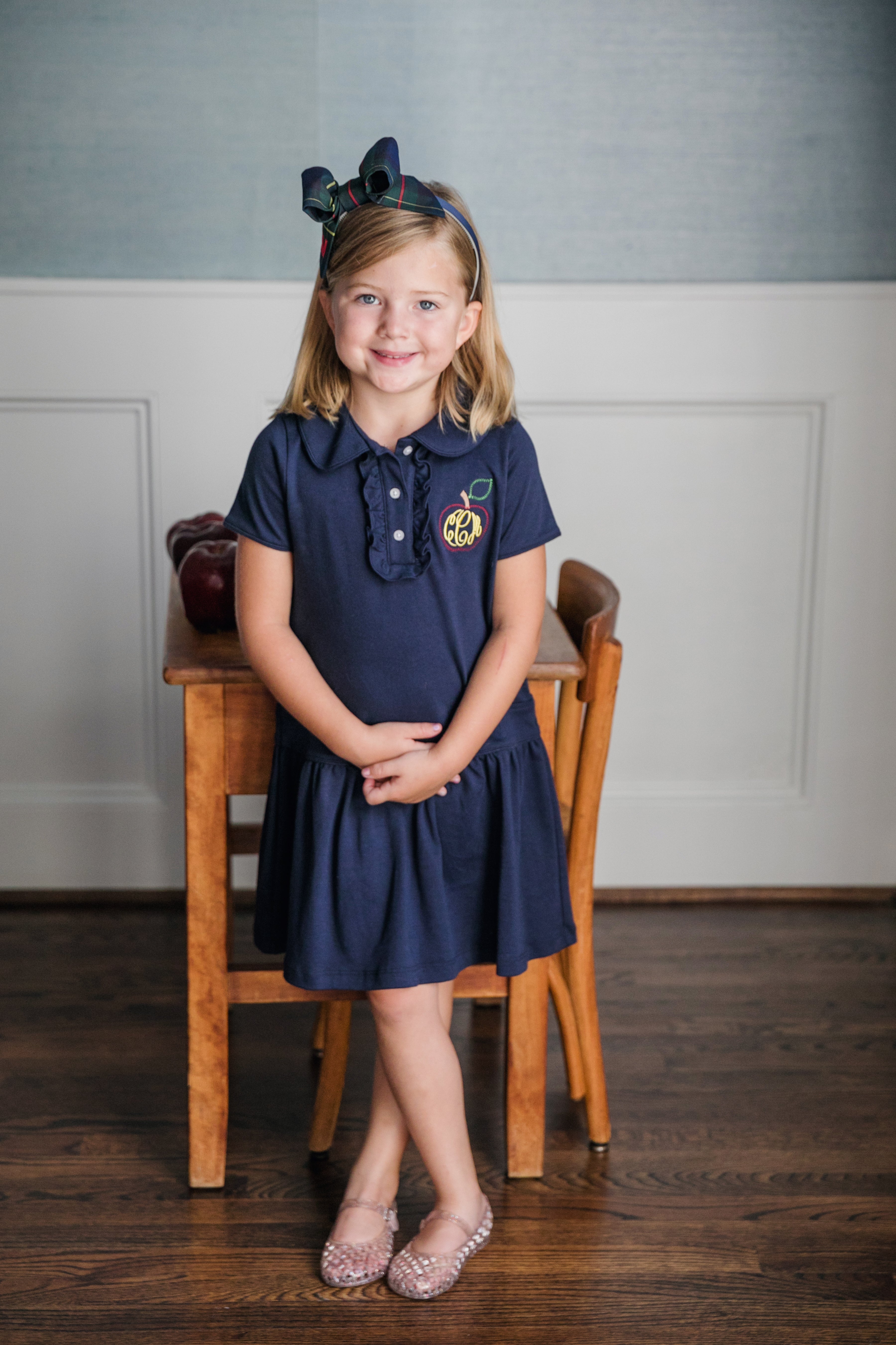 Sydney Girls' Pima Cotton Dress - Navy