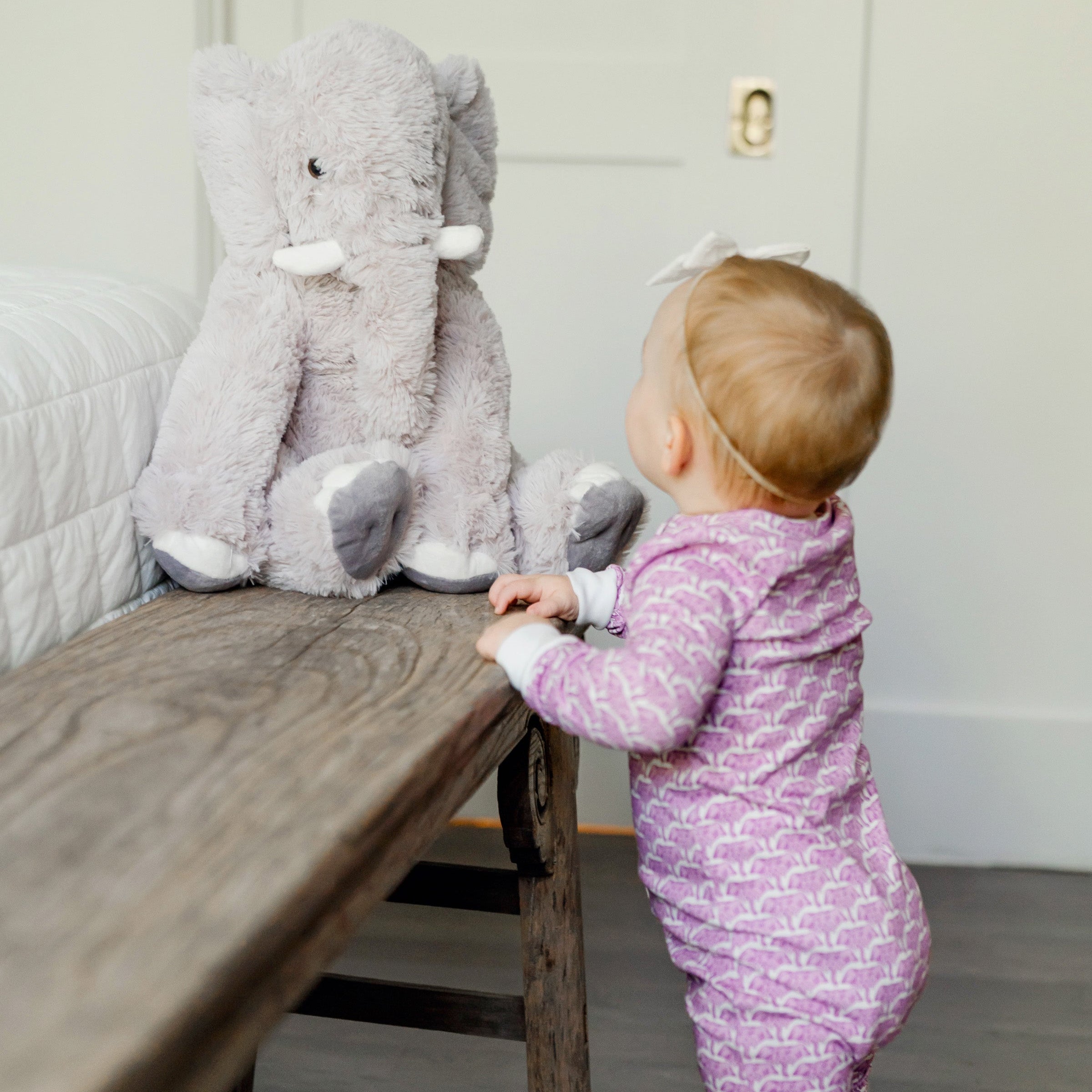 Parker Girls' Pima Cotton Zipper Pajama - African Elephants Pink