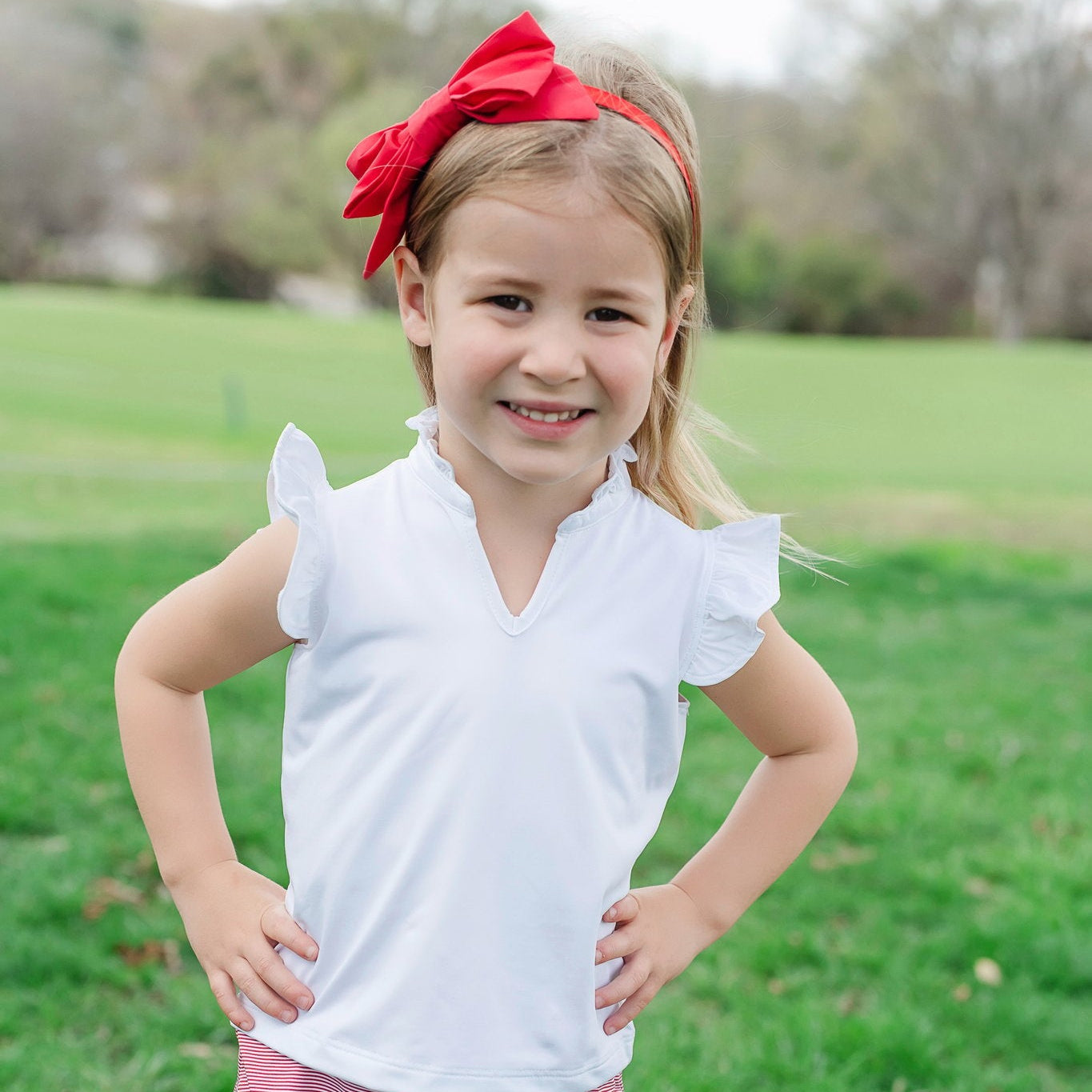 Ellie Girls' Sleeveless Ruffled Top By Lh Sport - White