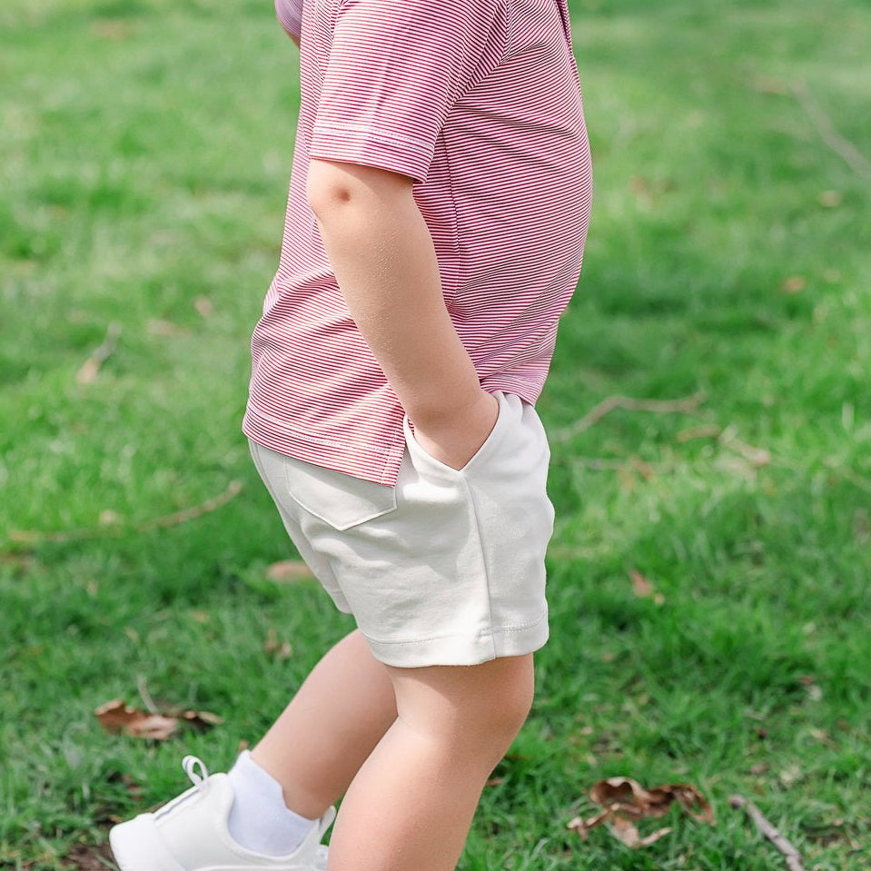 Sawyer Boys' Pima Cotton Play Shorts - Stone Khaki