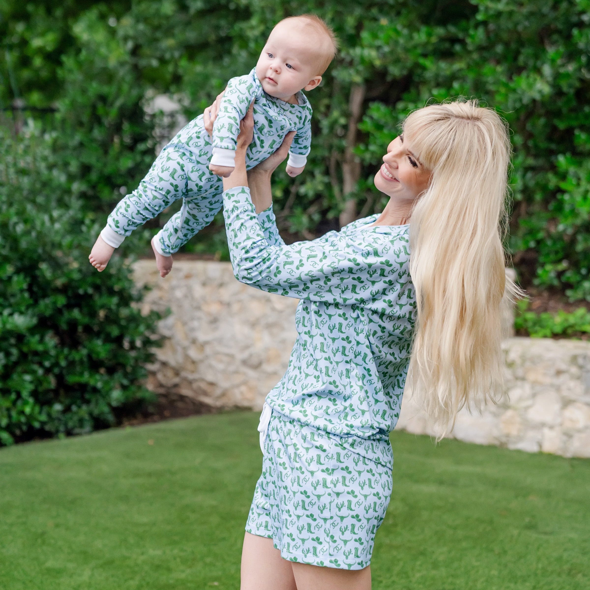 Anna Women's Longsleeve Short Set - Wild West Blue