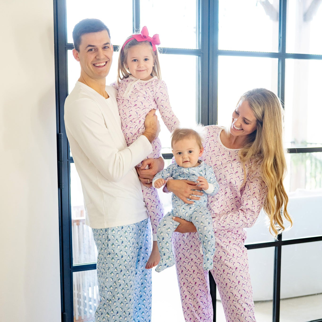 Parker Boys' Zipper Pajama Penguin Party Blue