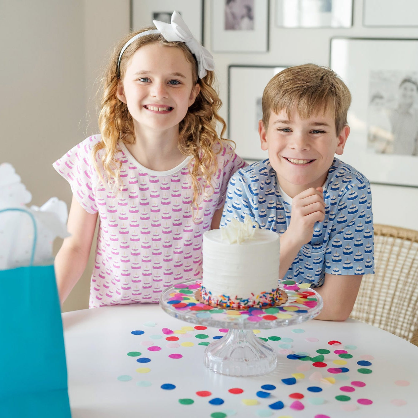 Charles Boys' Short Set - Birthday Cake Blue