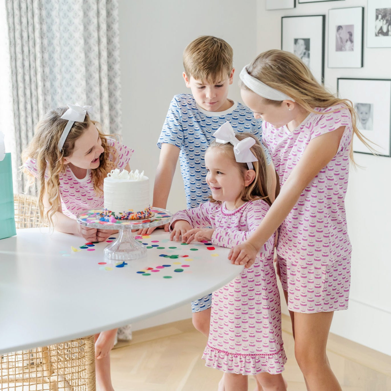 Emery Girls' Short Set - Birthday Cake Pink