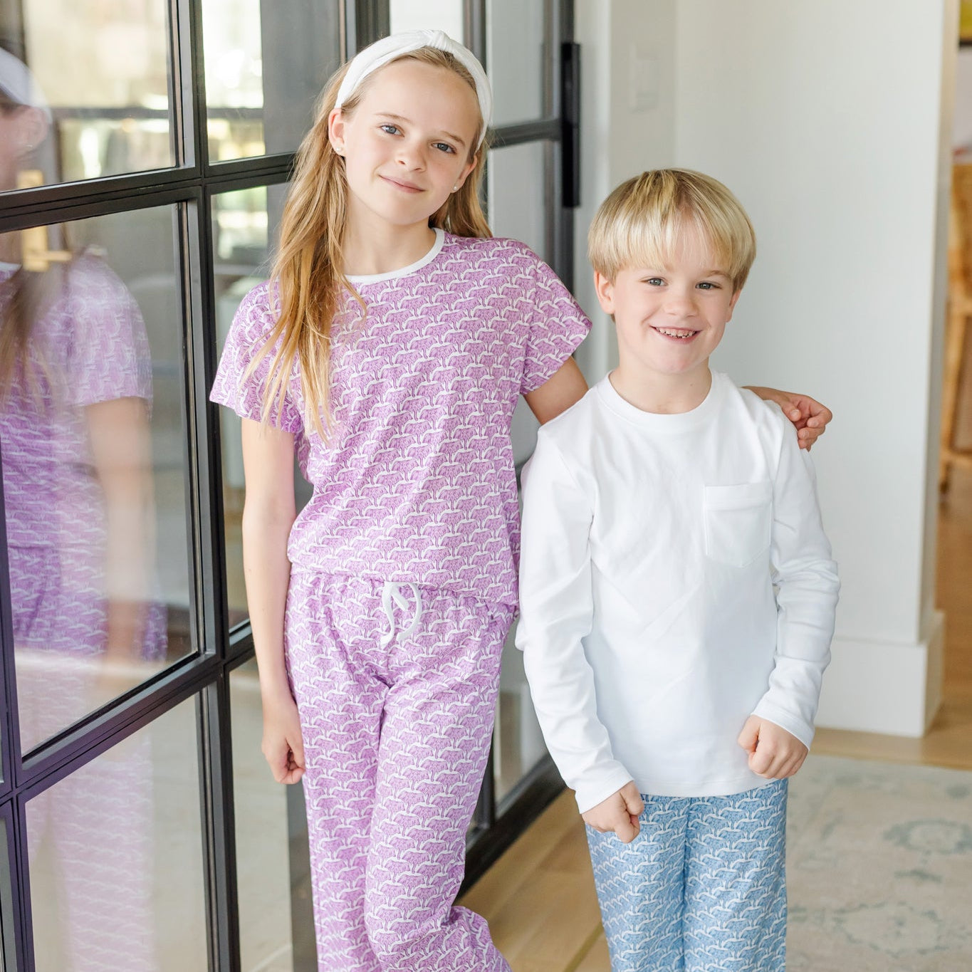 Merrick Girls' Pant Set - African Elephants Pink