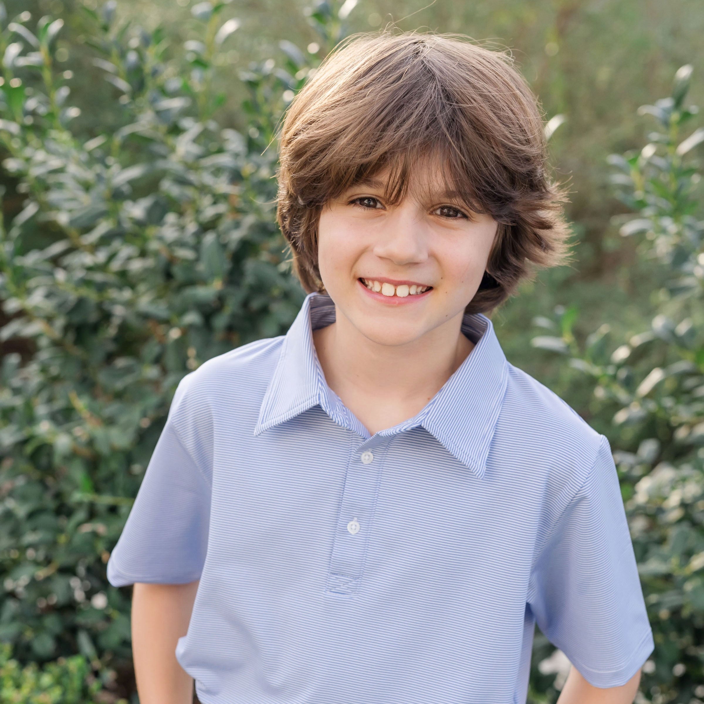 Will Boys' Golf Performance Polo Shirt - Blue Stripes