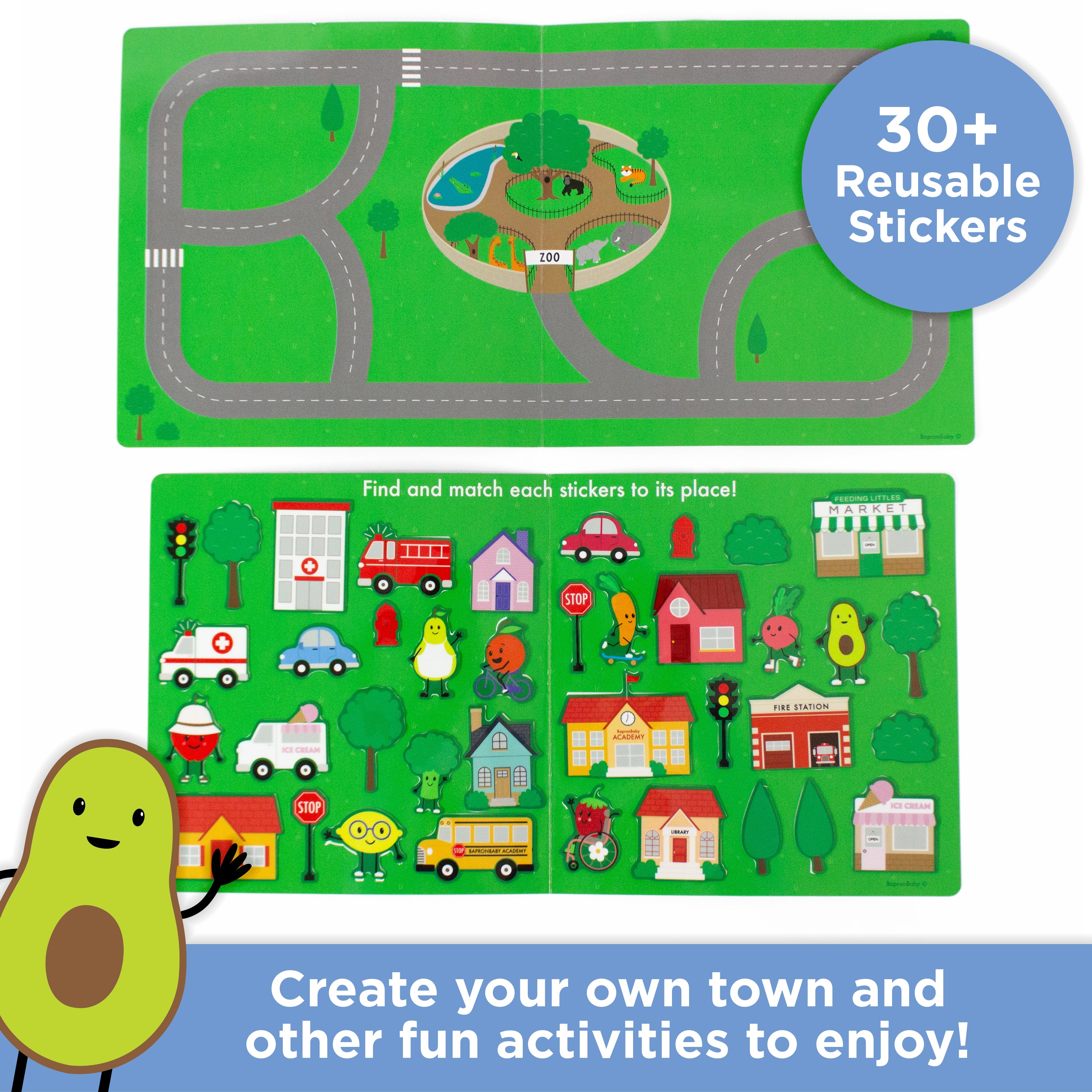Avi's Adventures Reusable Sticker Book (3 Pack) + Marker Set