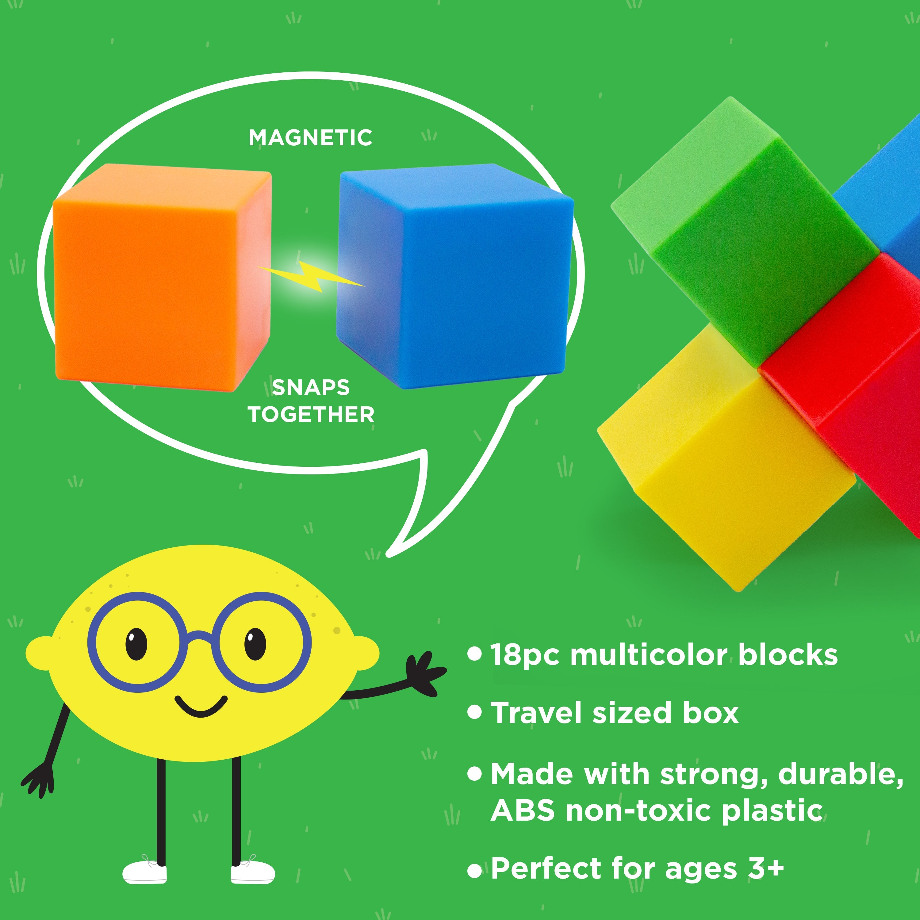 Bapronbaby 18pc Magnetic Blocks (ages 3+)
