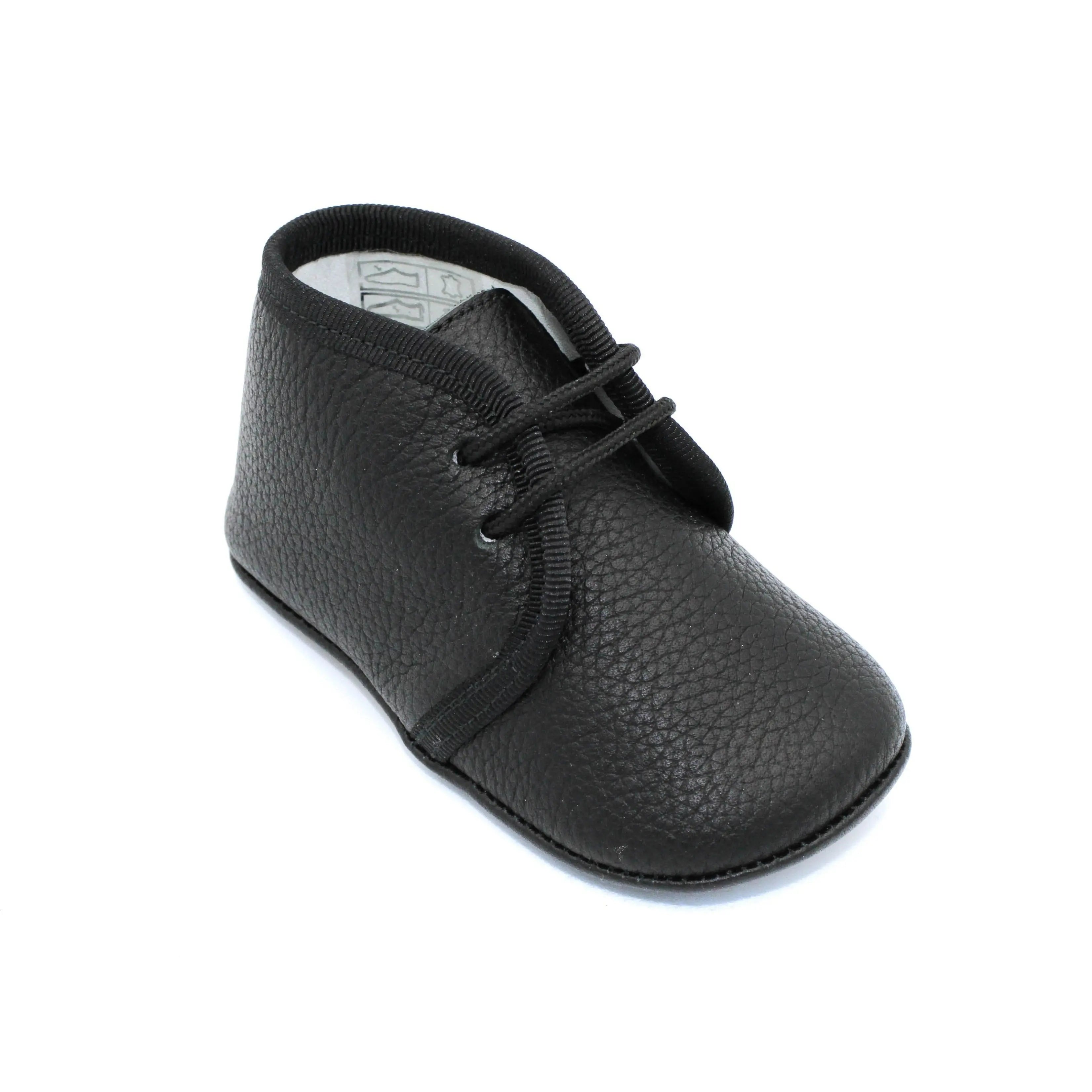 Andres- Black Leather Baby Booties