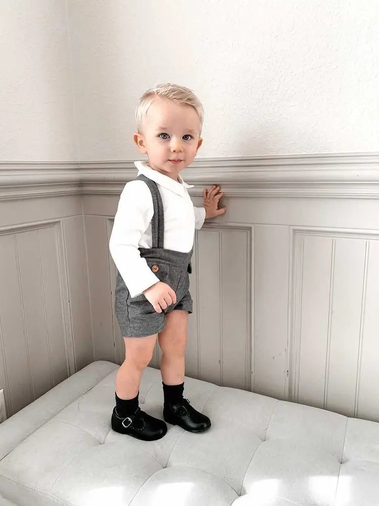 Antonio- Black Leather T-bar Shoes