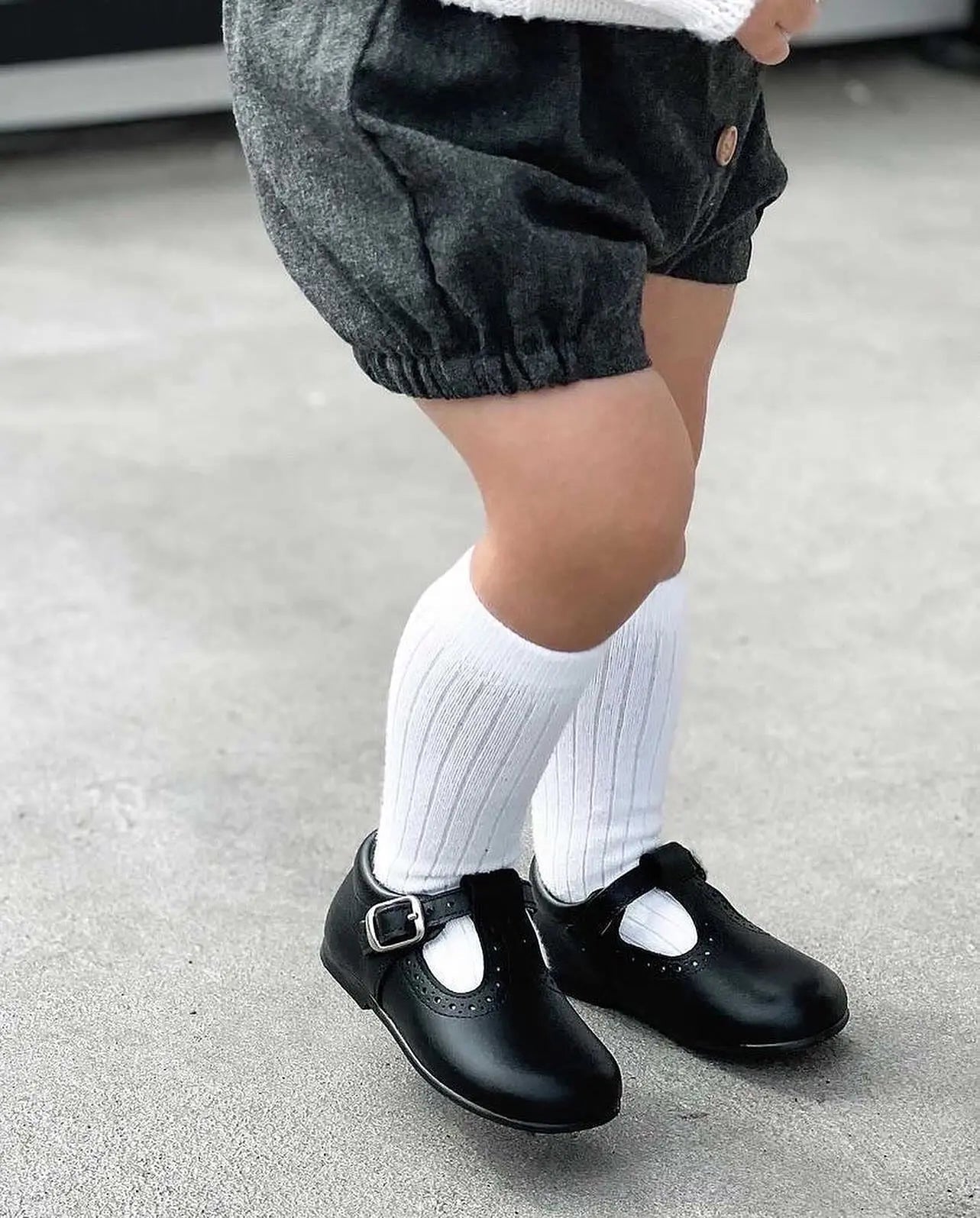 Antonio- Black Leather T-bar Shoes