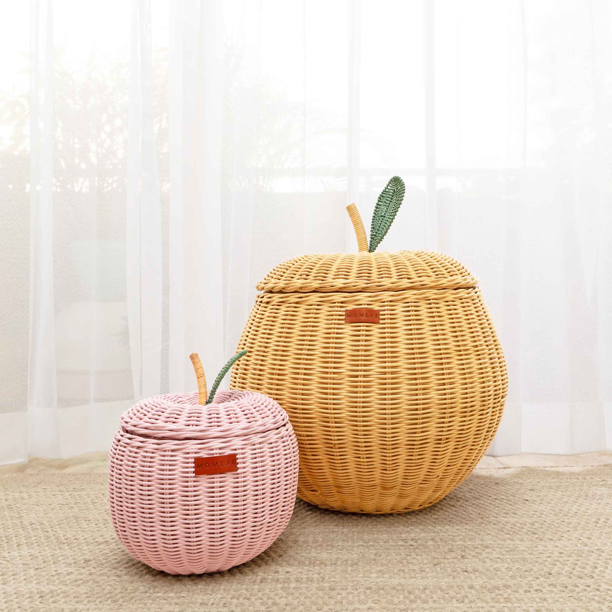 Apple Rattan Storage Basket Pink - Small