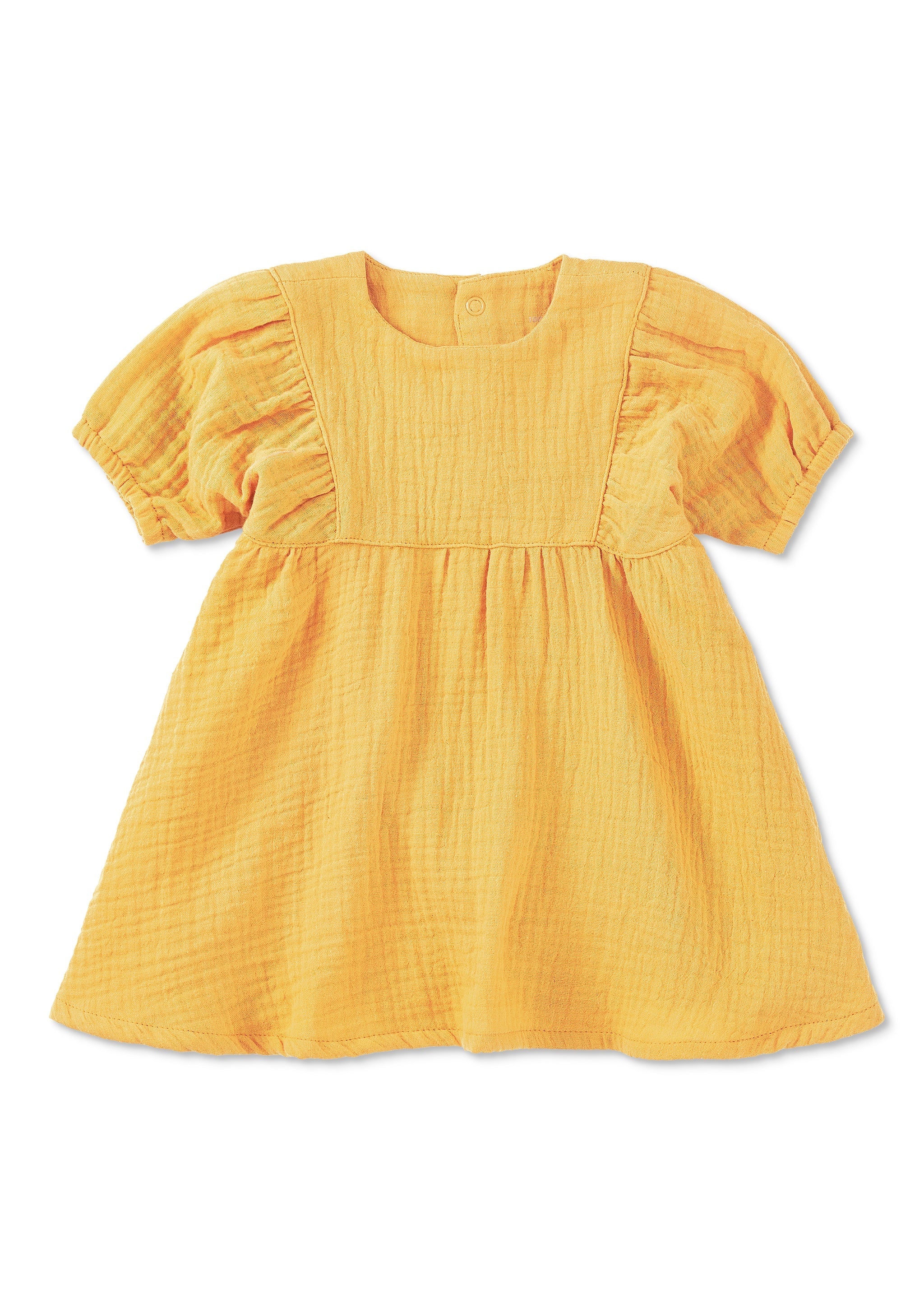 Dress With Puff Sleeves - Mustard