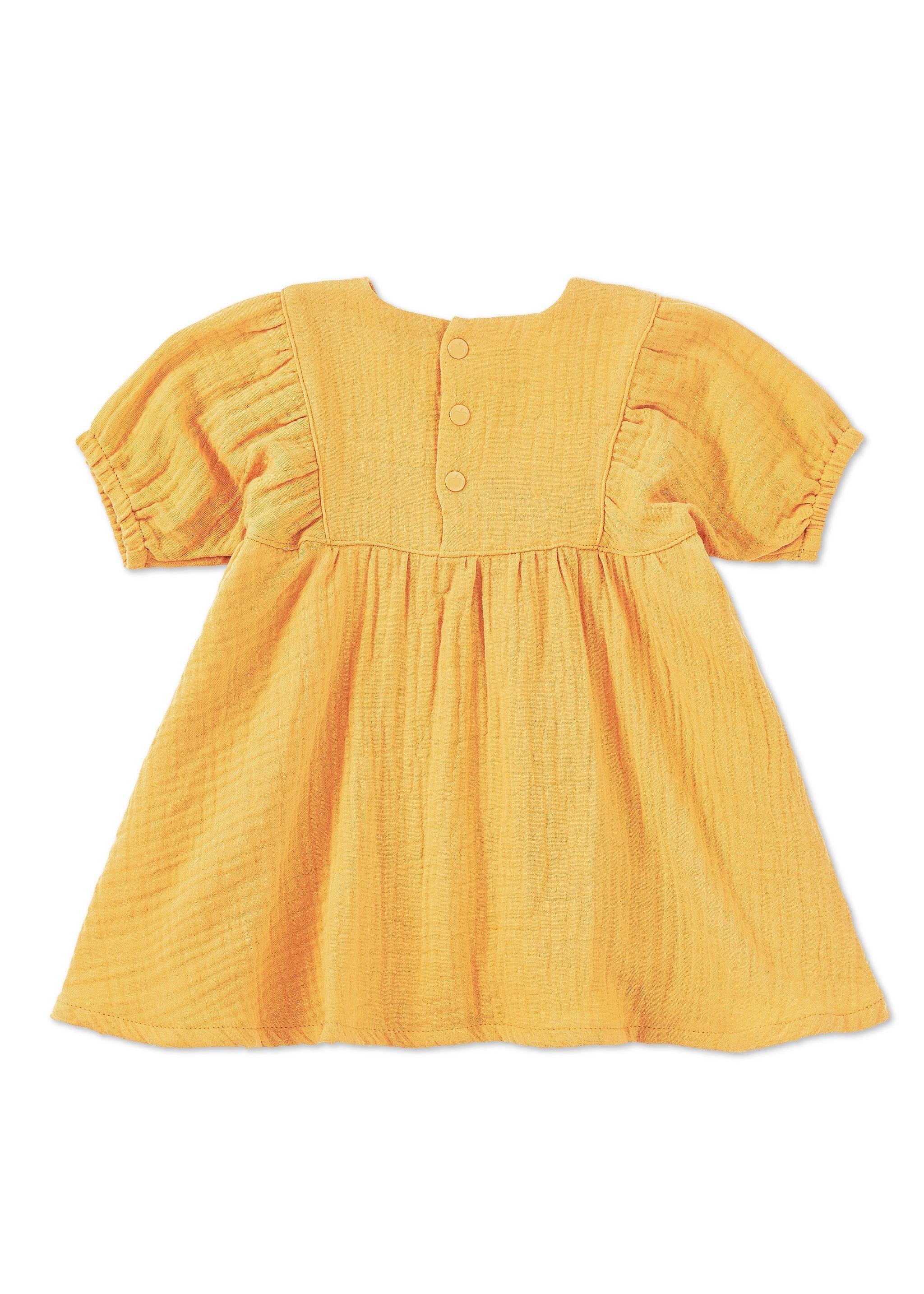 Dress With Puff Sleeves - Mustard