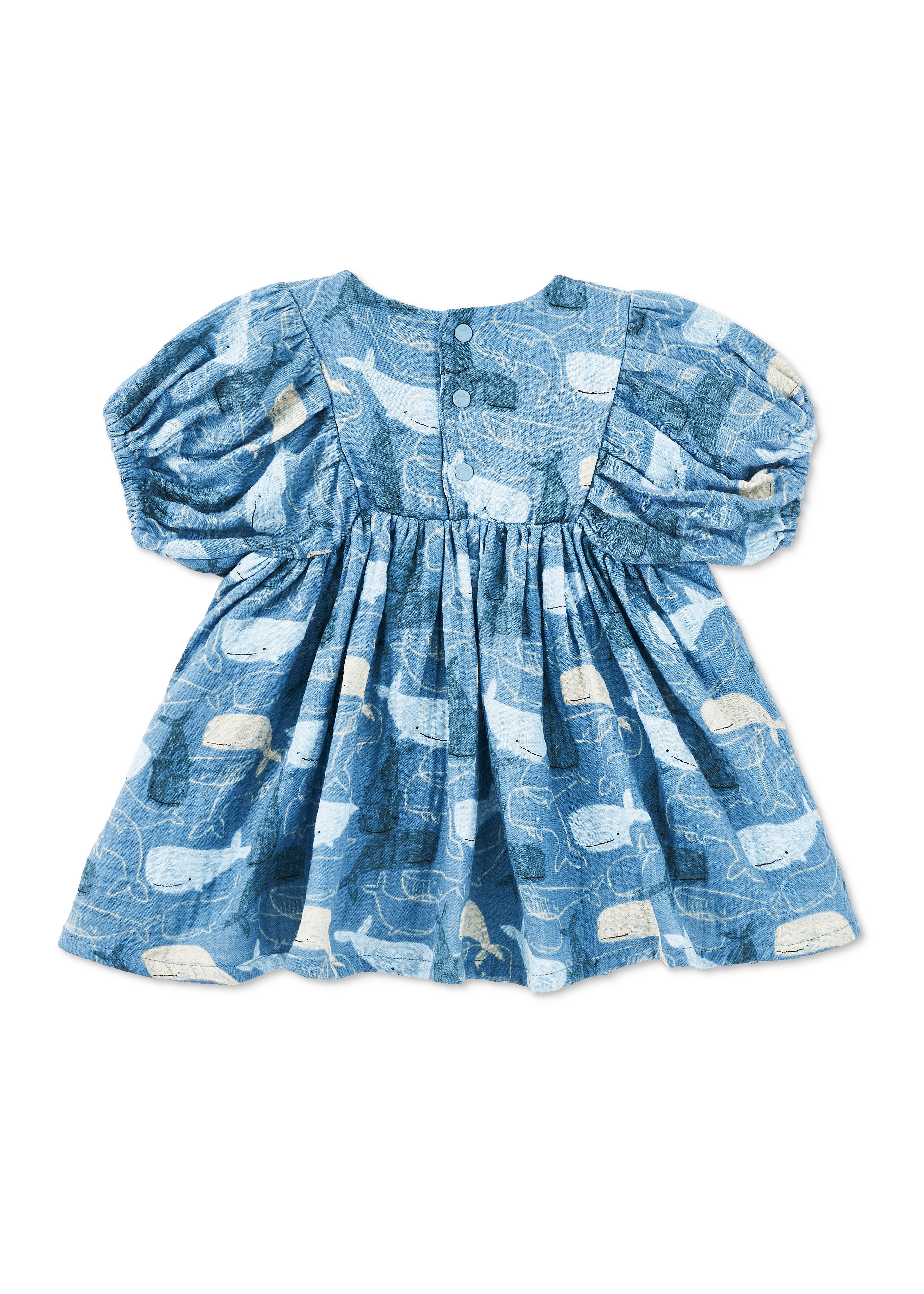 Dress With Puff Sleeves - Whale Tales