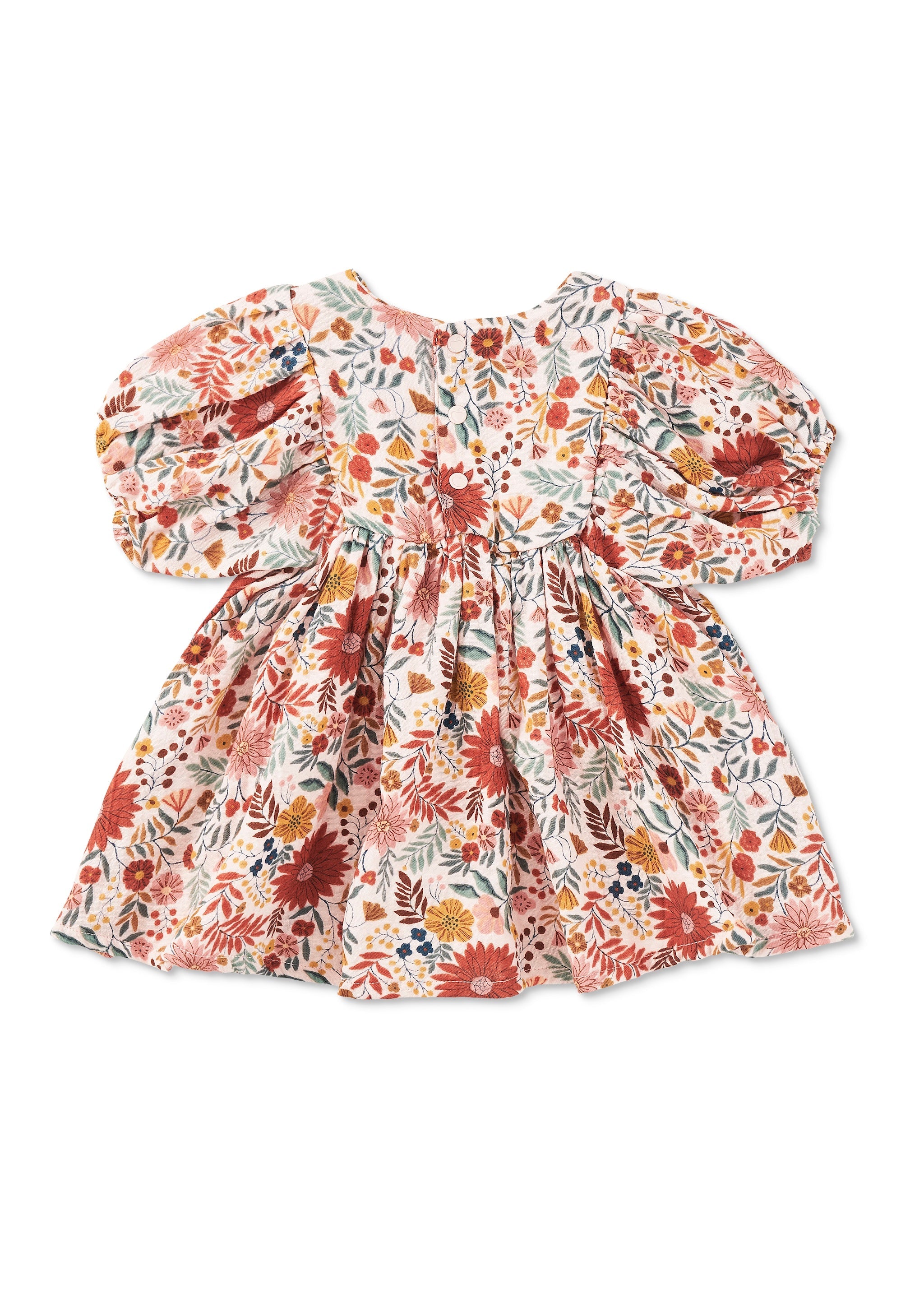 Dress With Puff Sleeves - Zinnia Bloom