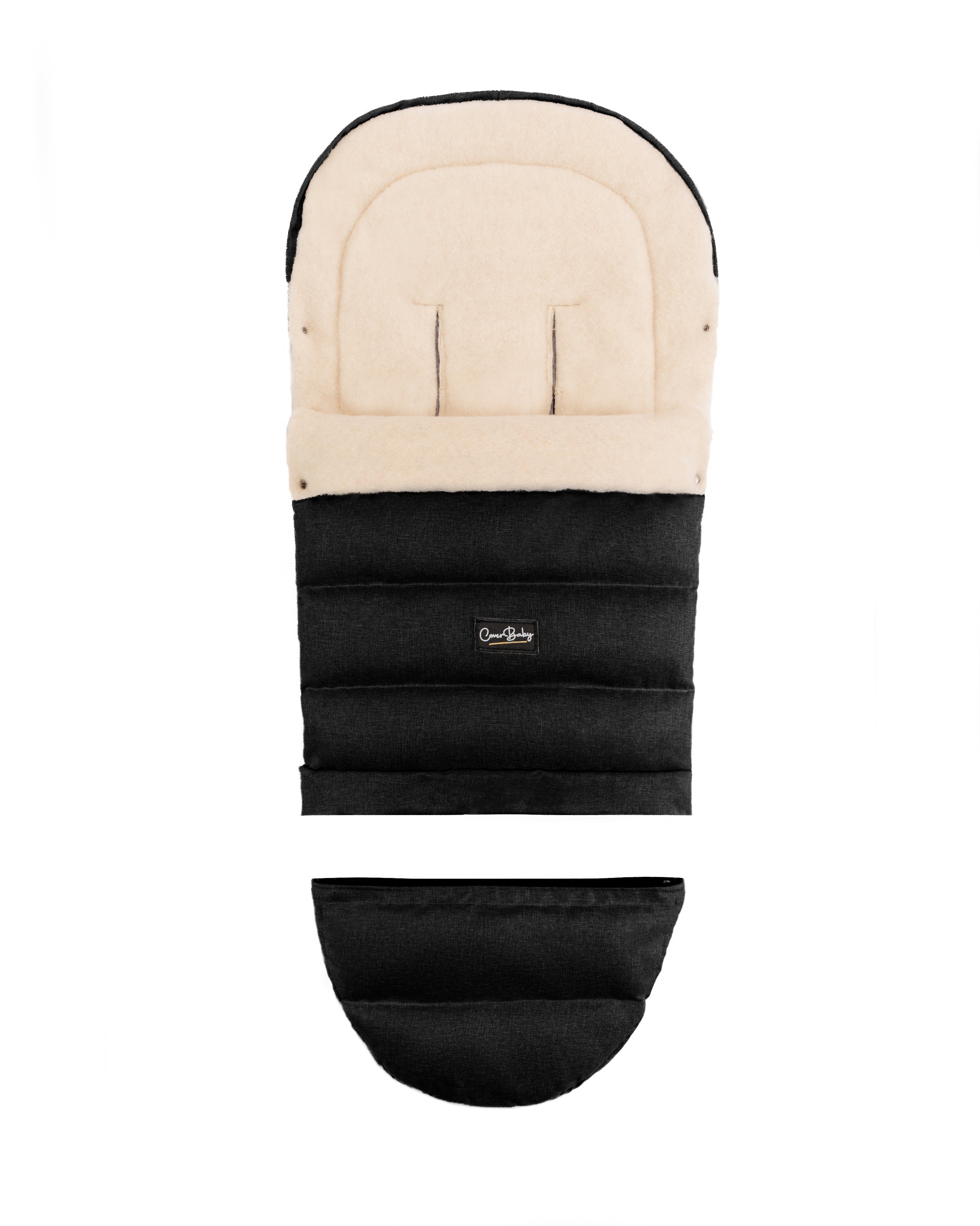Black Arctic Organic Wool Adjustable Footmuff