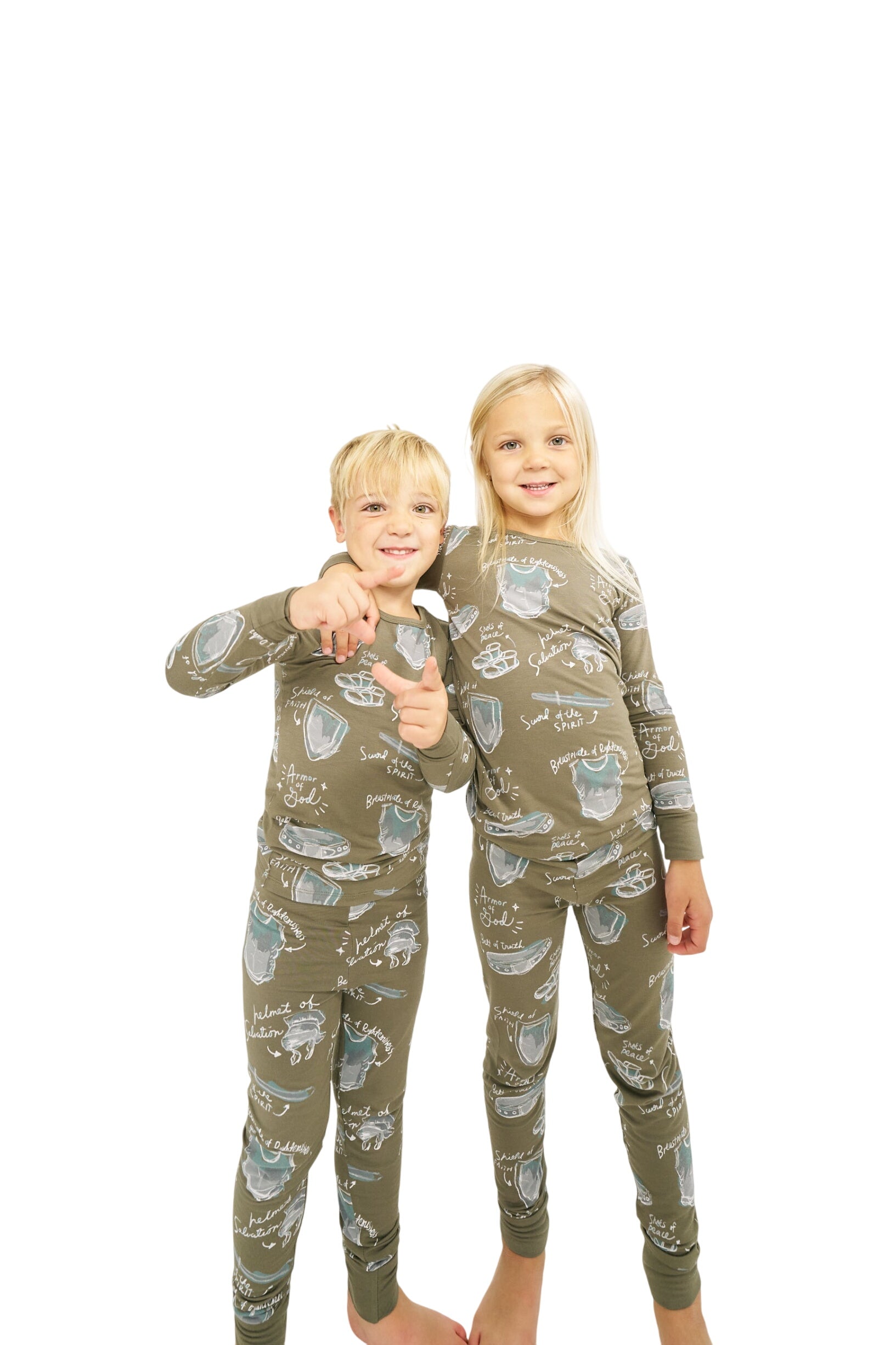 Armor Of God Green Pj Long Sleeve & Pants Set Bamboo