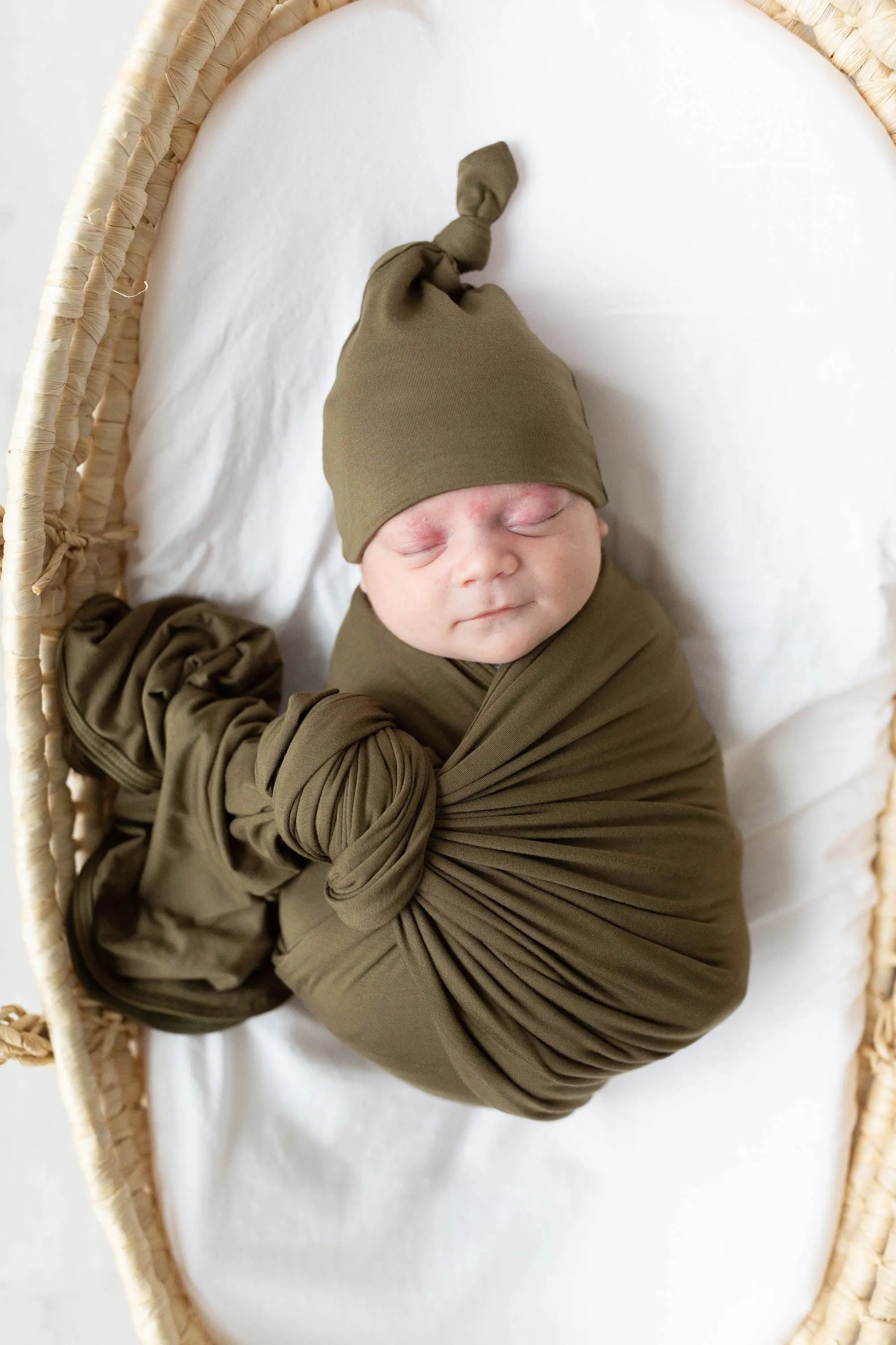 Swaddle Blanket And Hat Set - Army Green
