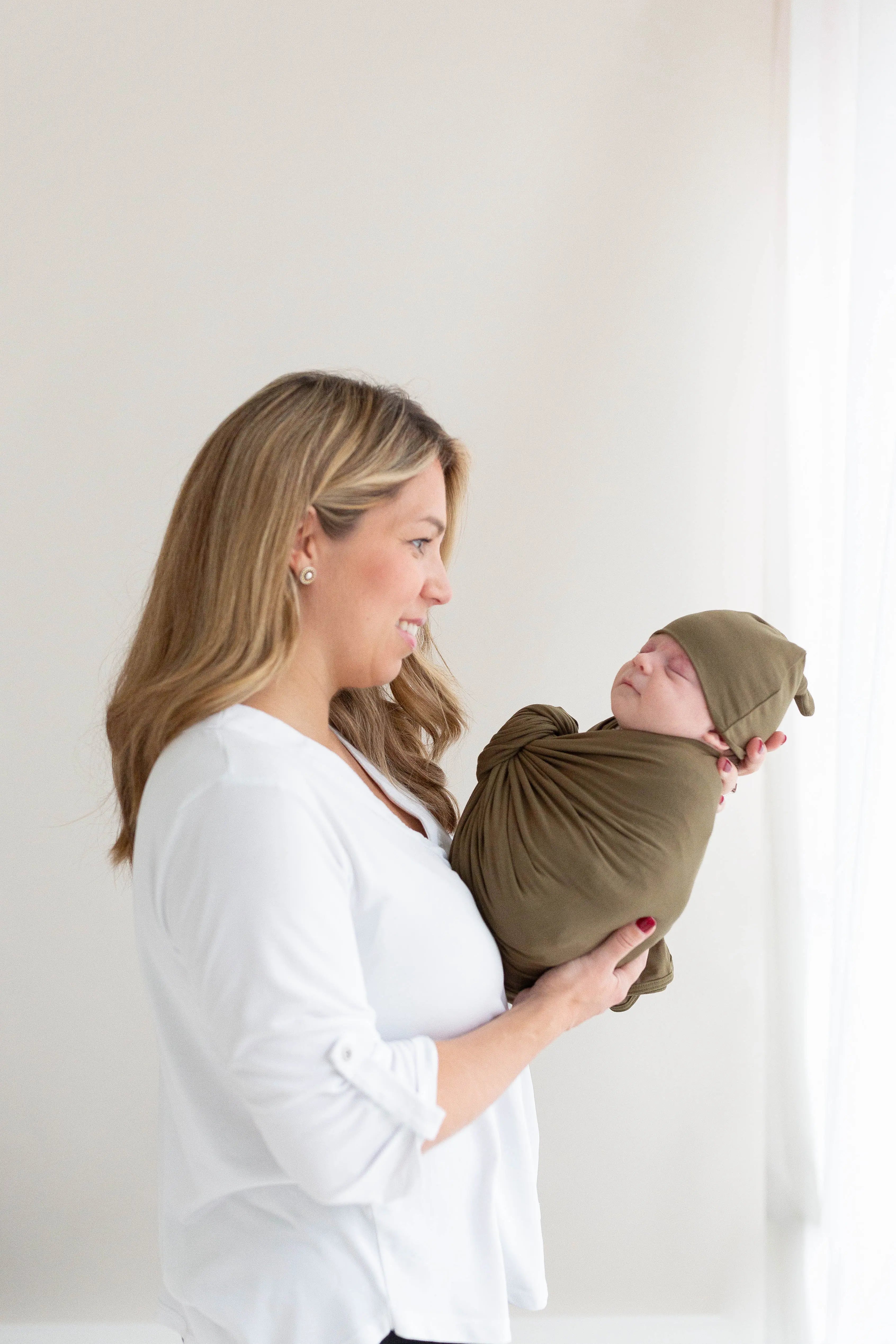 Swaddle Blanket And Hat Set - Army Green