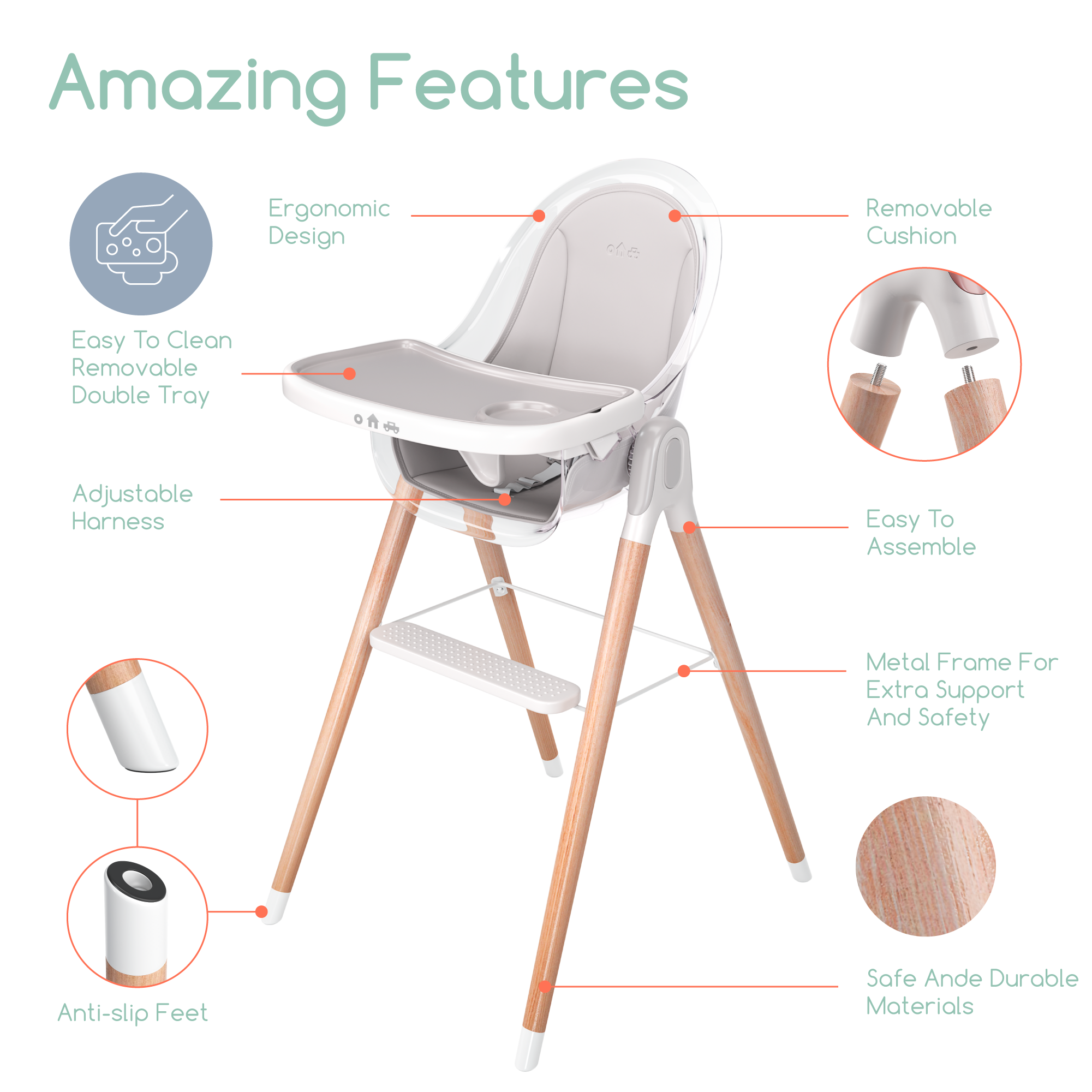 Children Of Design 6 In 1 Deluxe High Chair