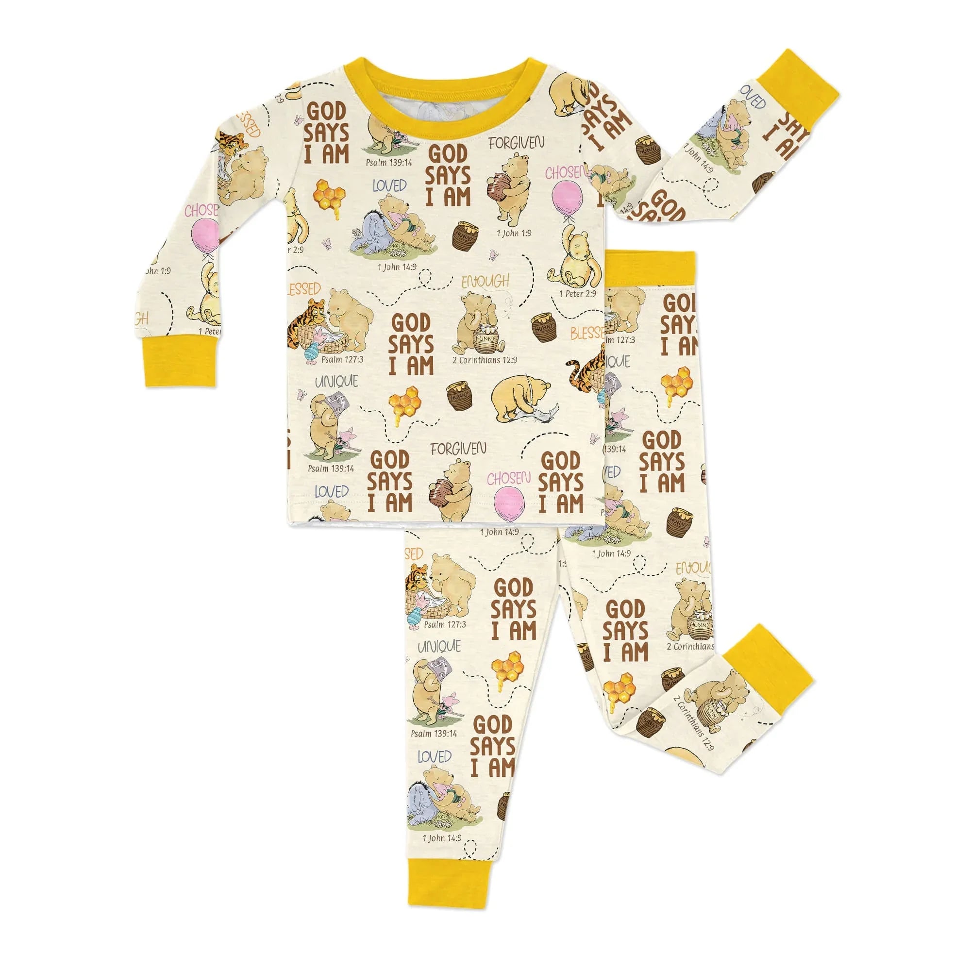 God Says I Am – Little Blessings Bamboo Two Piece Long Sleeve Pajama Set